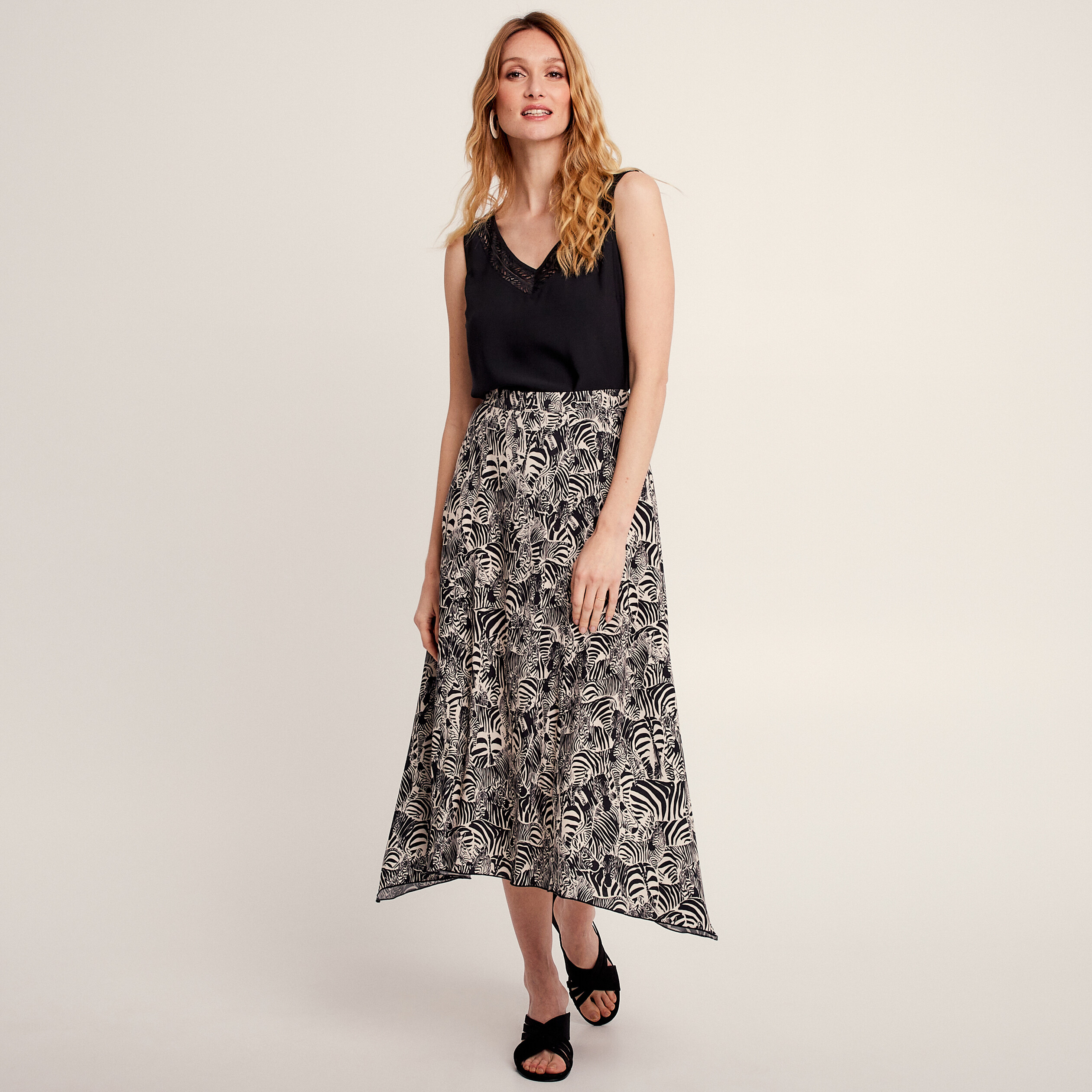 Jupe vas e fluide noir femme
