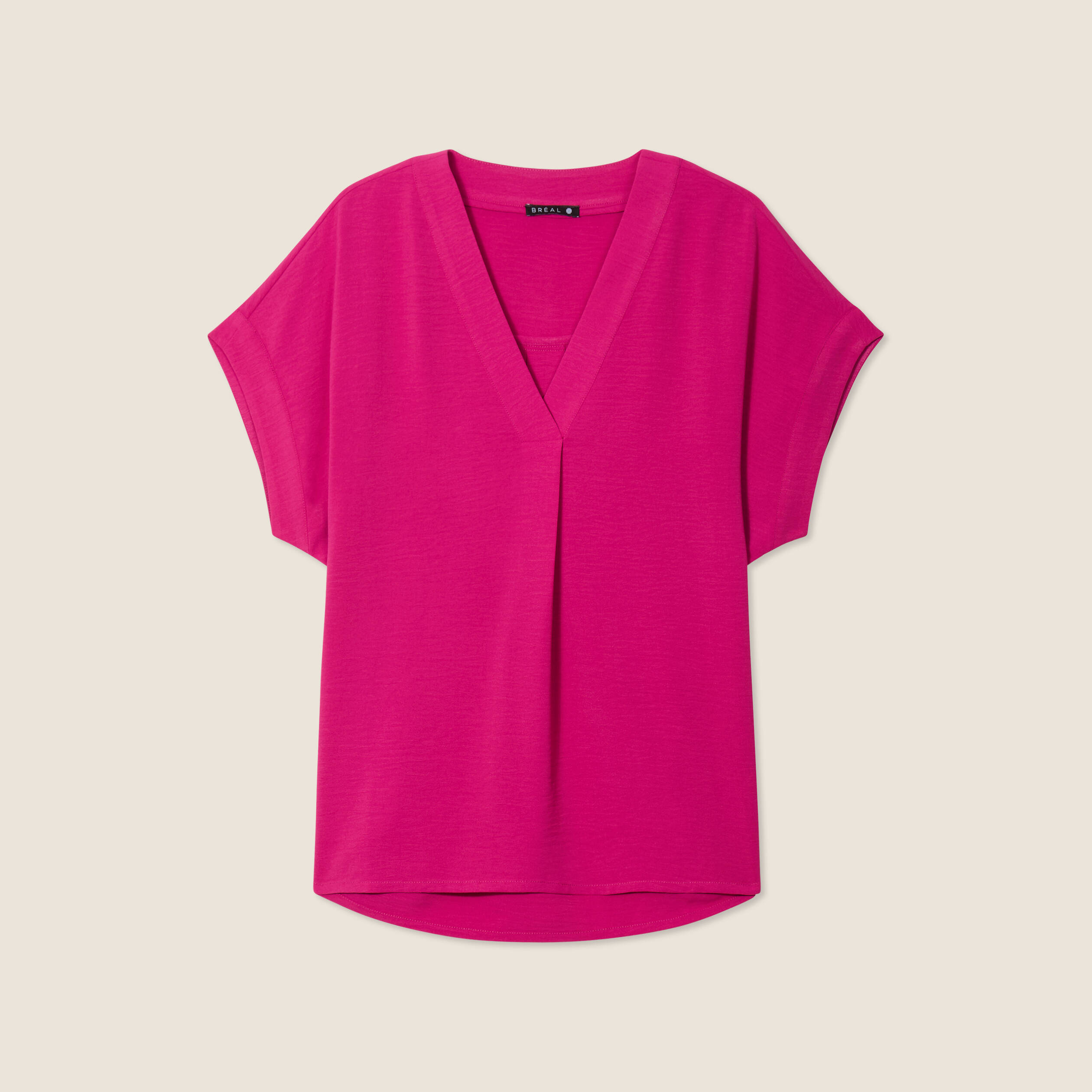 Blouse manches courtes rose fushia femme