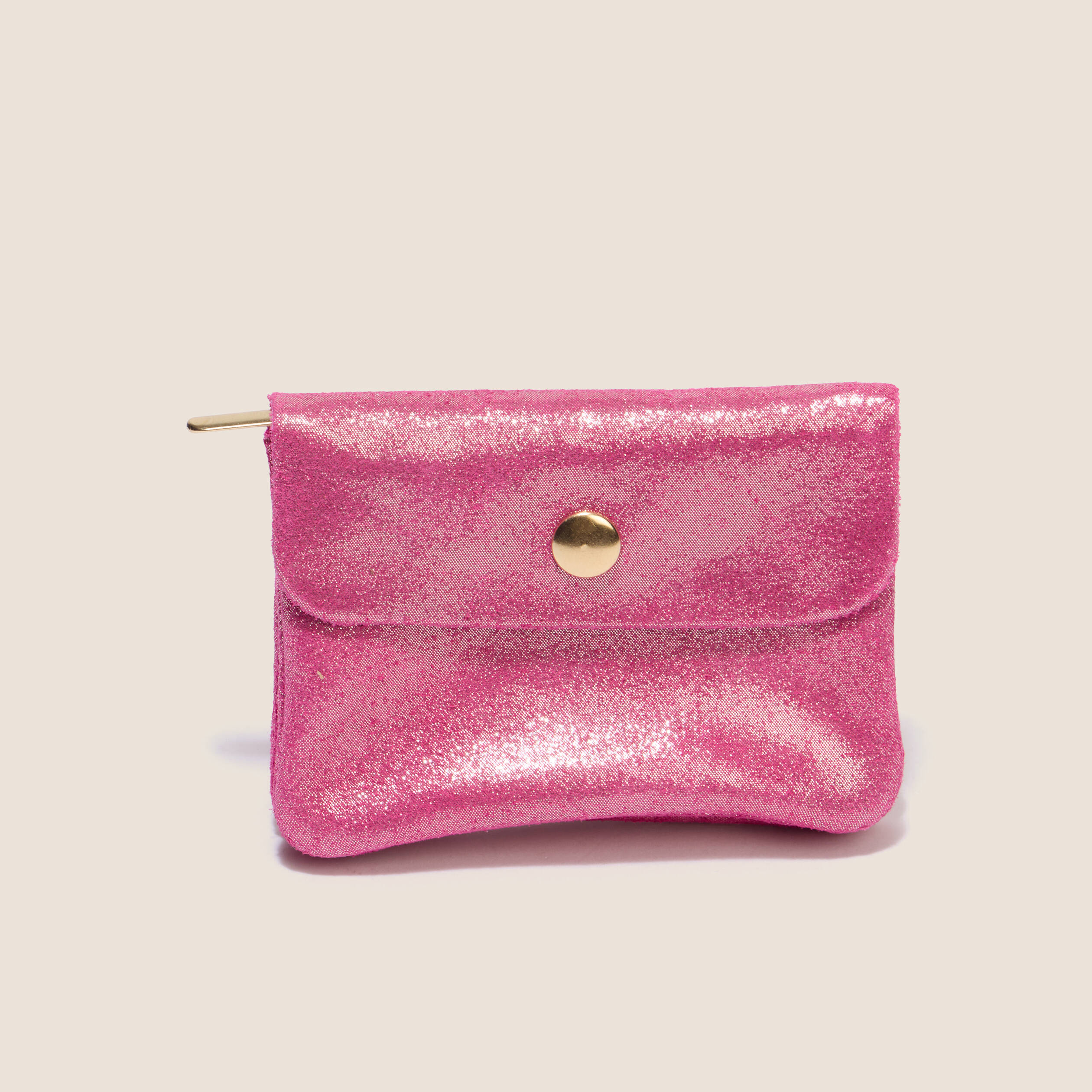 Porte-monnaie en cro&ucirc;te de cuir rose fushia femme