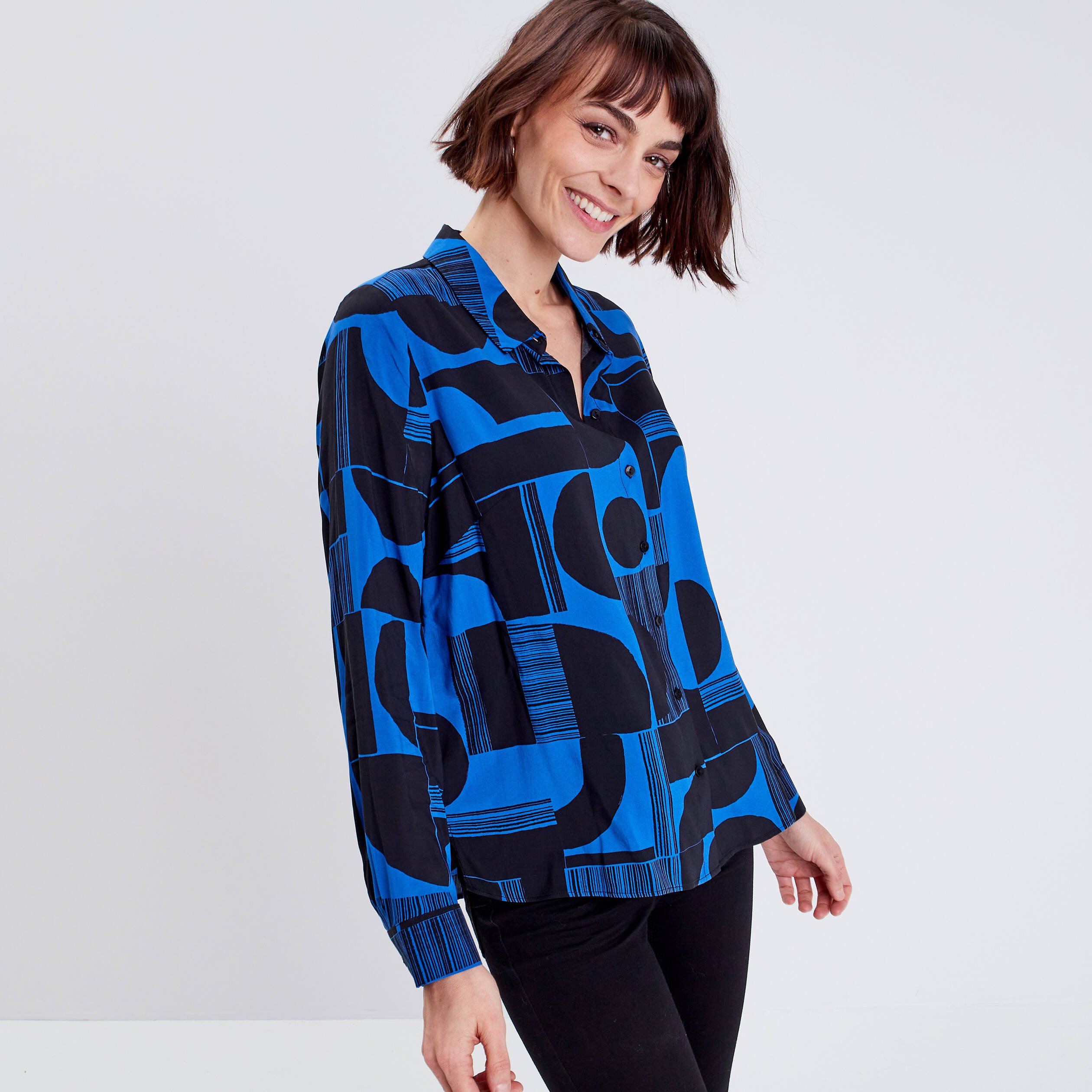 Chemise manches longues bleu electrique femme Breal
