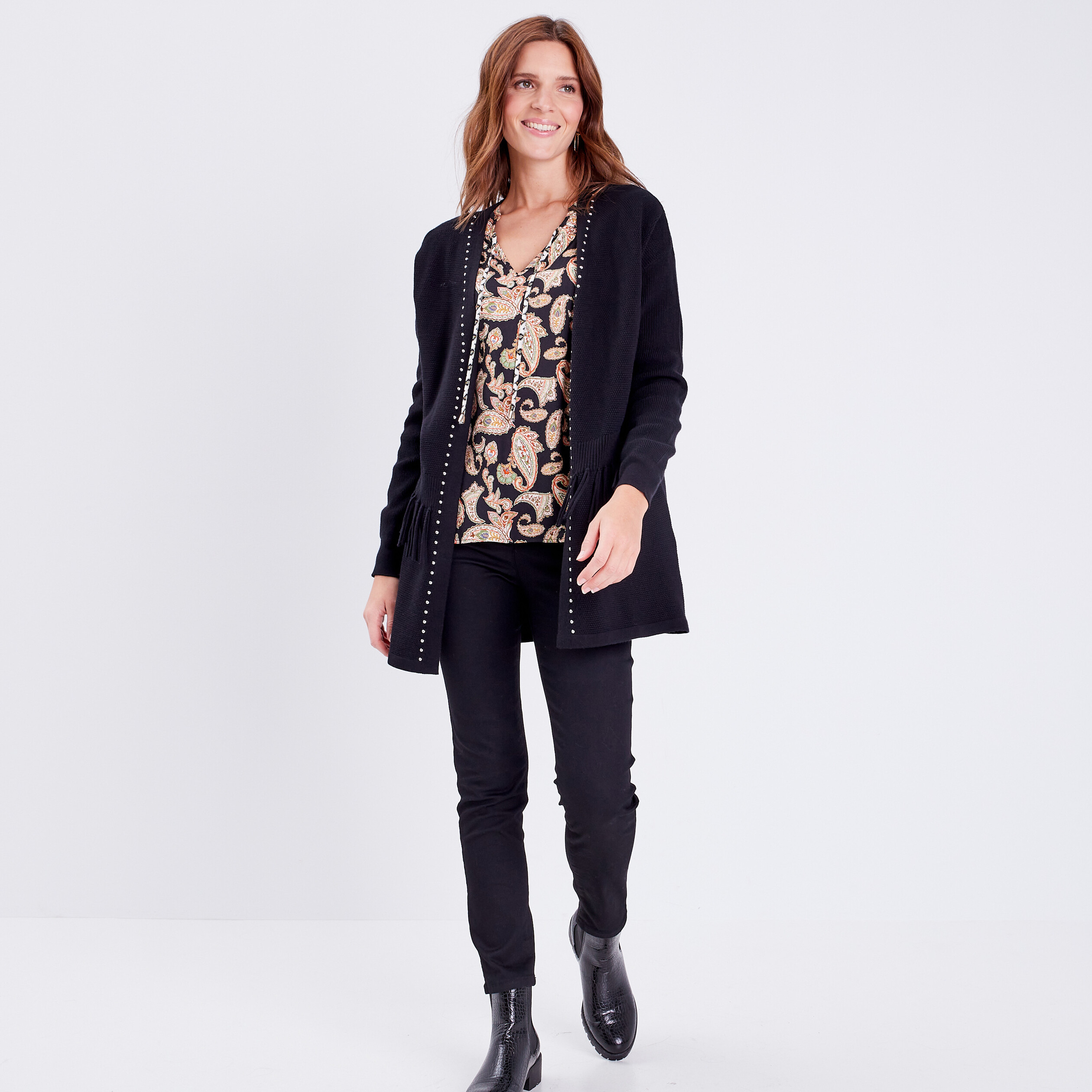 Blouse manches longues noir femme