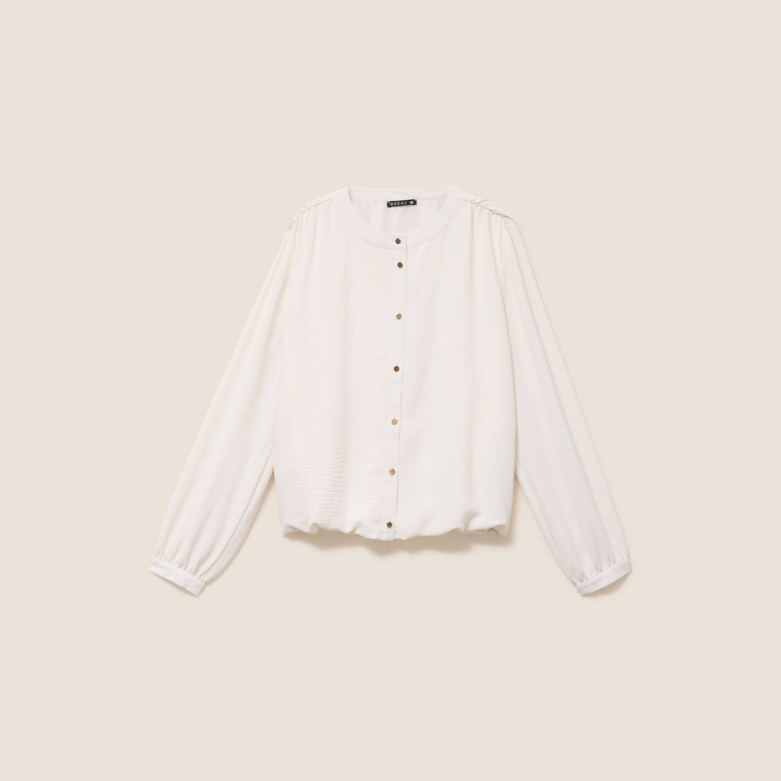 Chemise ample effet boule doubl&eacute;e ivoire femme