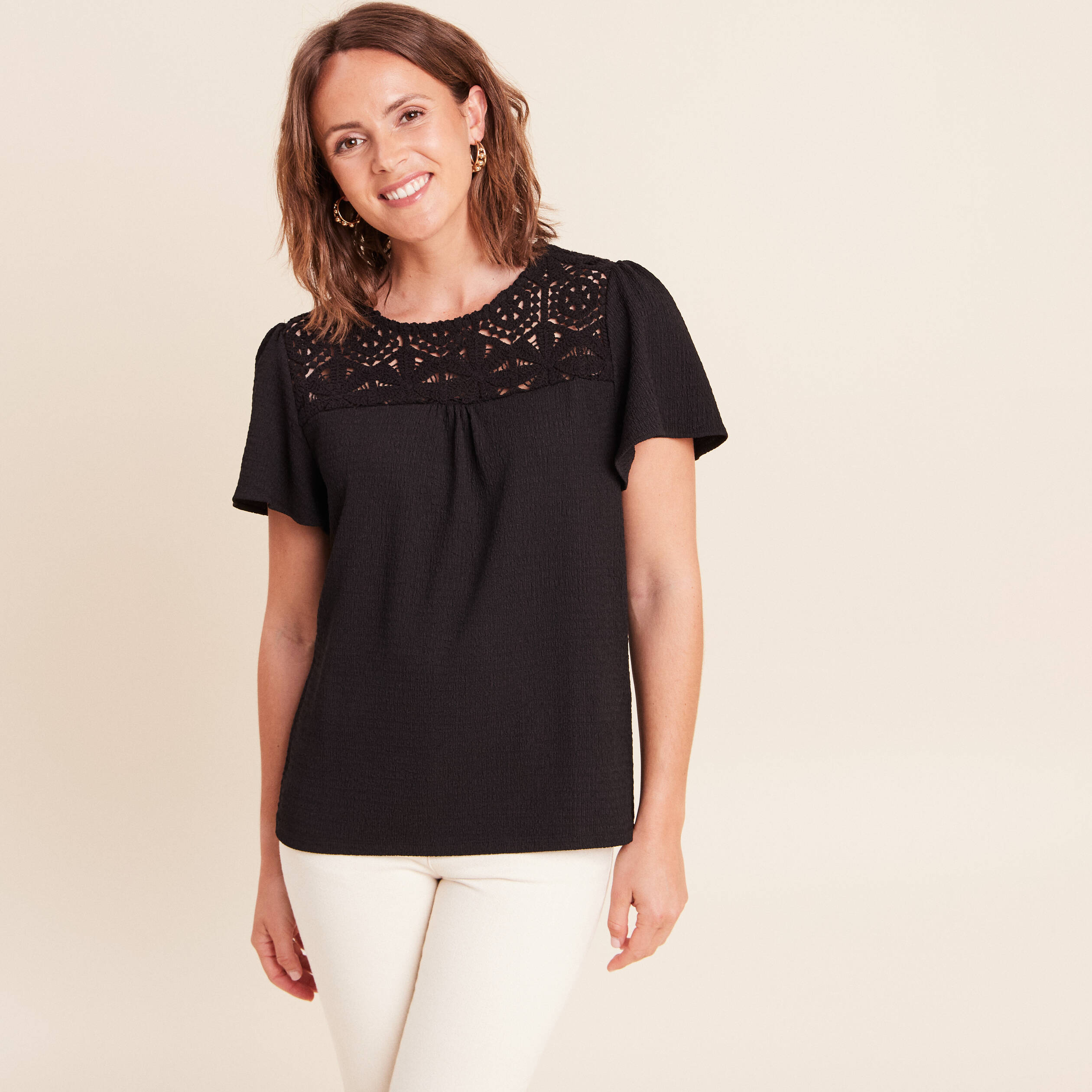 T-shirt manches courtes noir femme