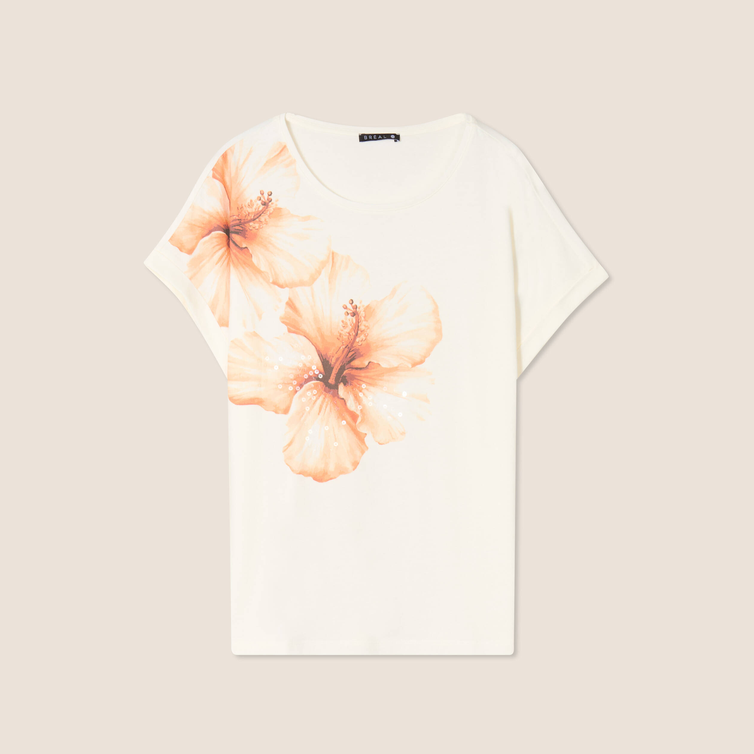T-shirt manches courtes ecru femme