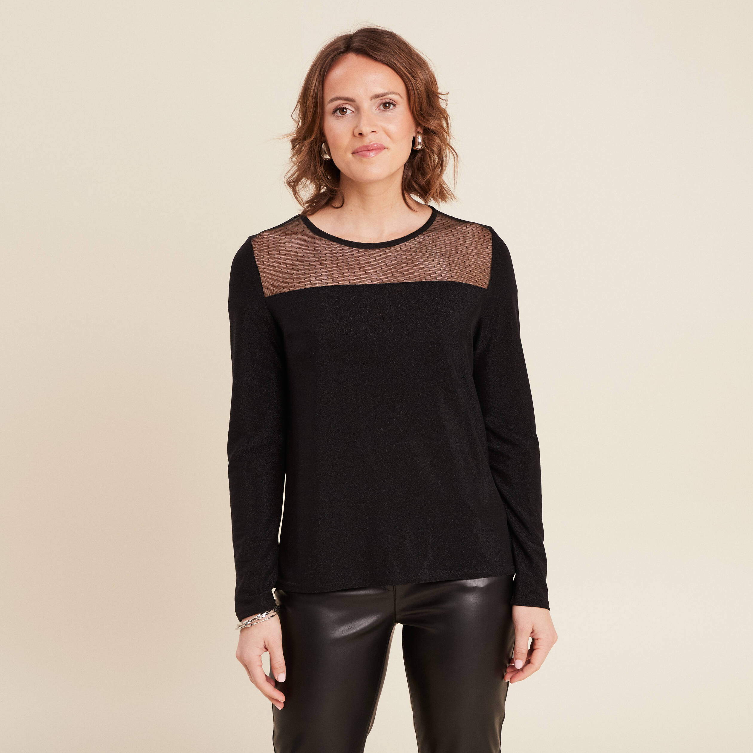 t shirt manches longues noir femme T-shirt manches longues noir femme