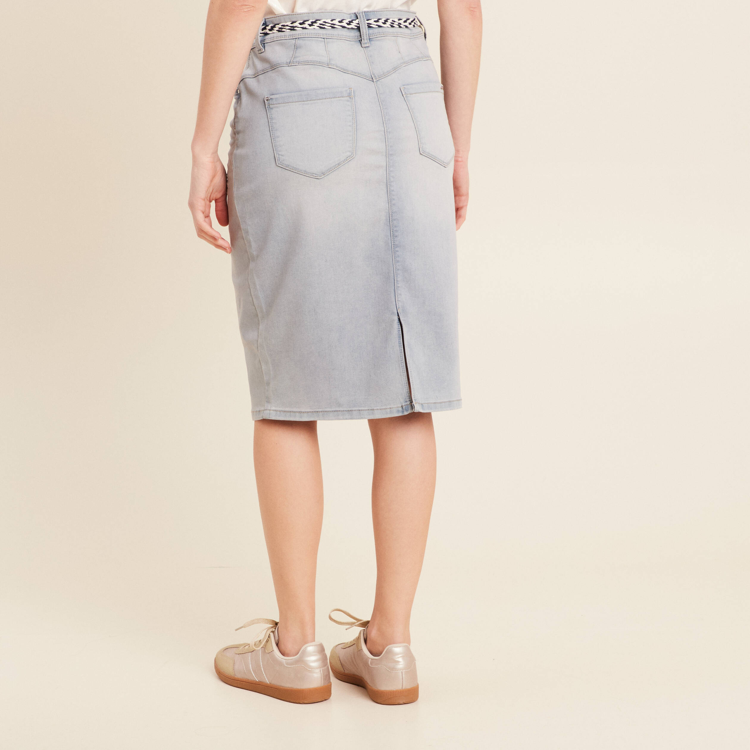 Jupe ajustée en jean denim double stone femme
