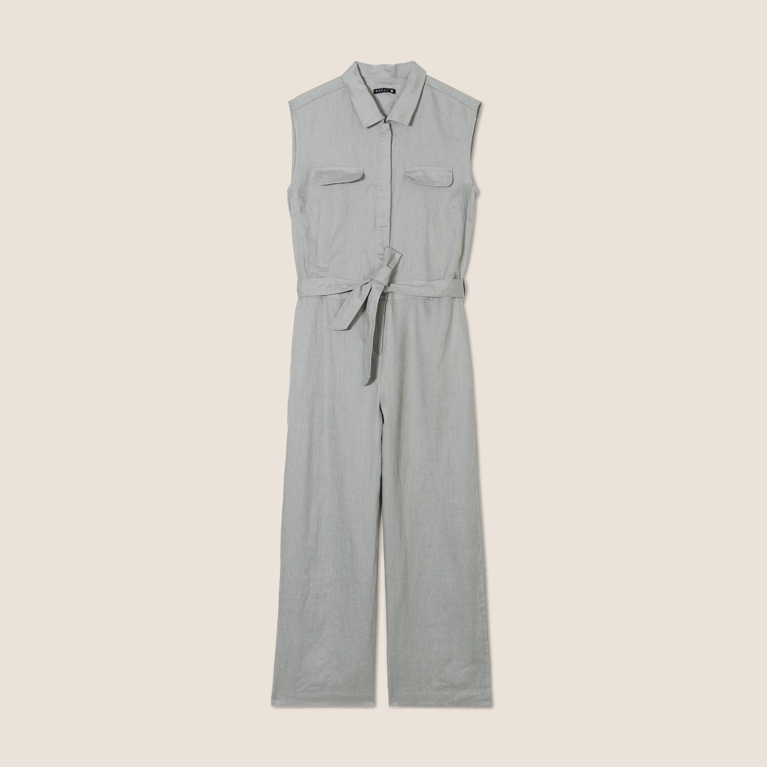 Combinaison pantalon ceinturée vert clair femme