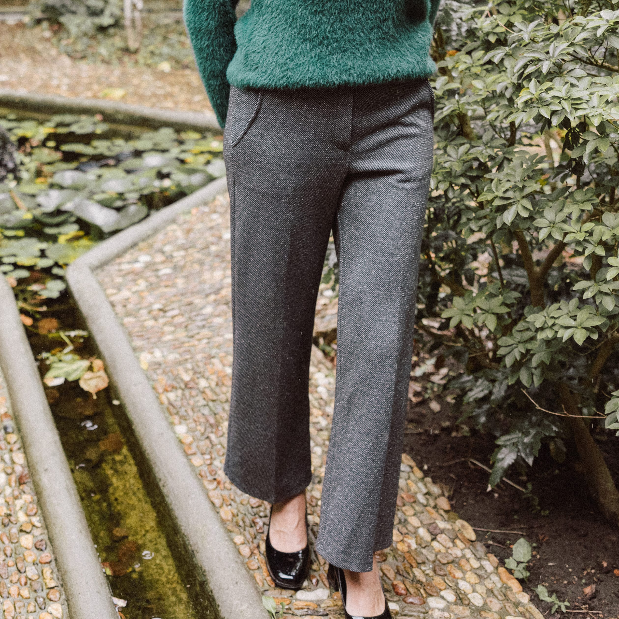 Pantalon large 7/8ème gris clair femme