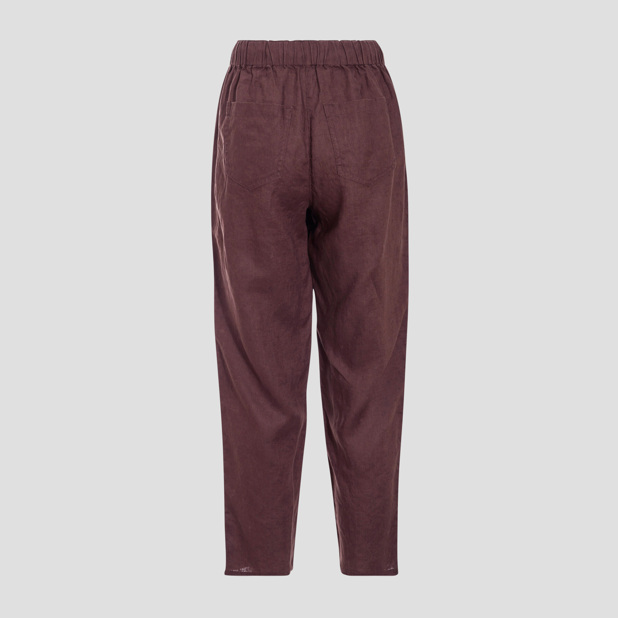 Pantalon battle en lin marron fonc&eacute; femme
