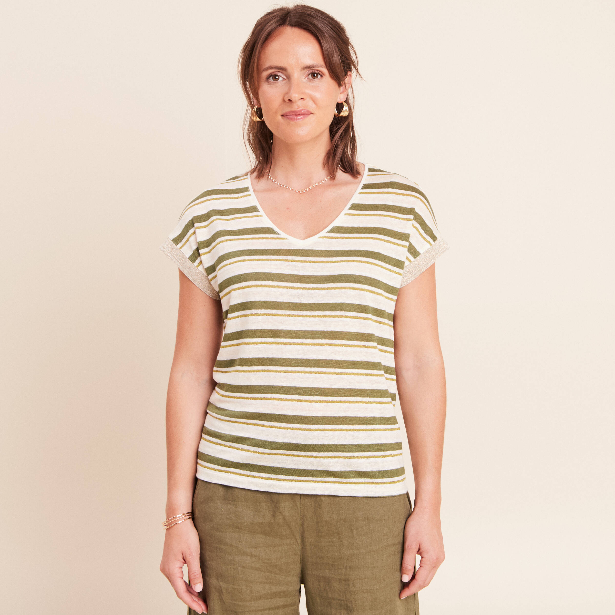 T-shirt manches courtes vert femme