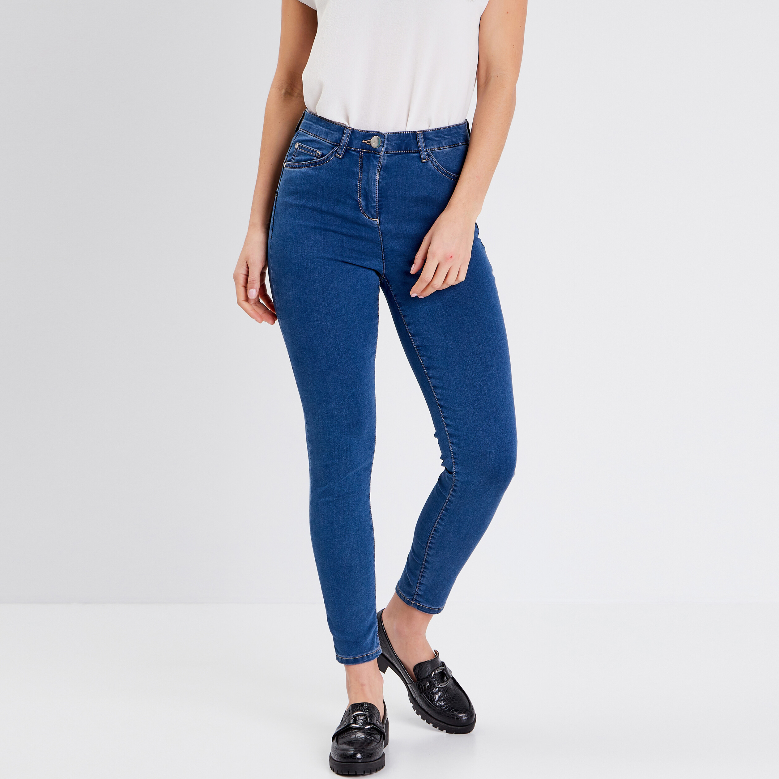 Pantalon leger taille haute 7 8eme denim double stone femme Breal