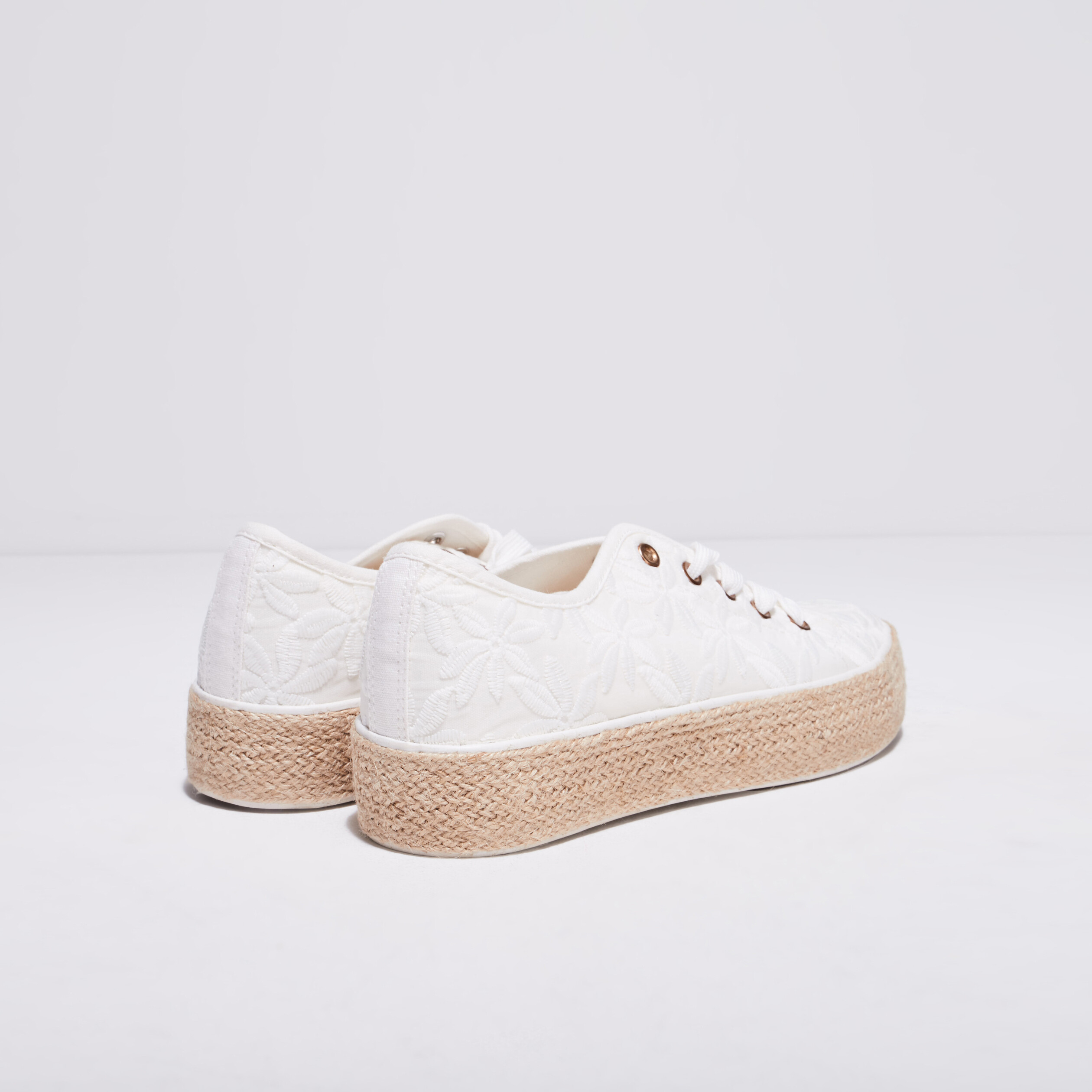Tennis plateformes à lacets ecru femme