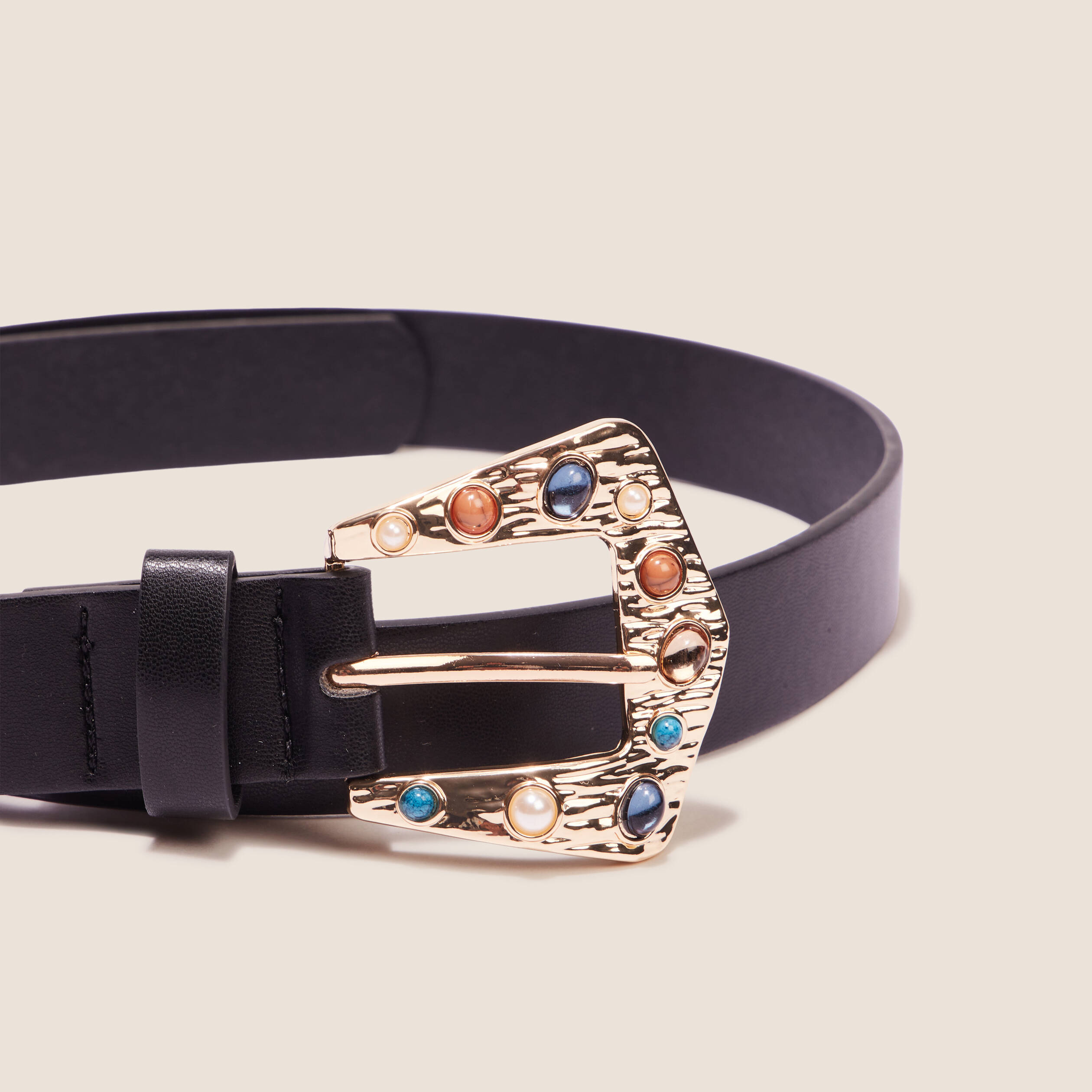 ceinture boucle effet pierres noir femme Ceinture boucle effet pierres noir femme