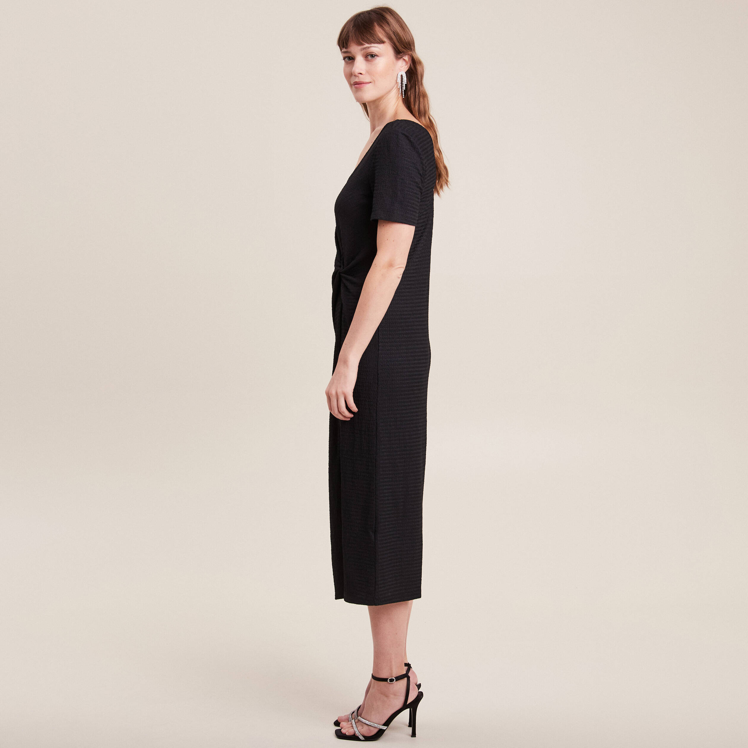 Robe midi moulante noir femme