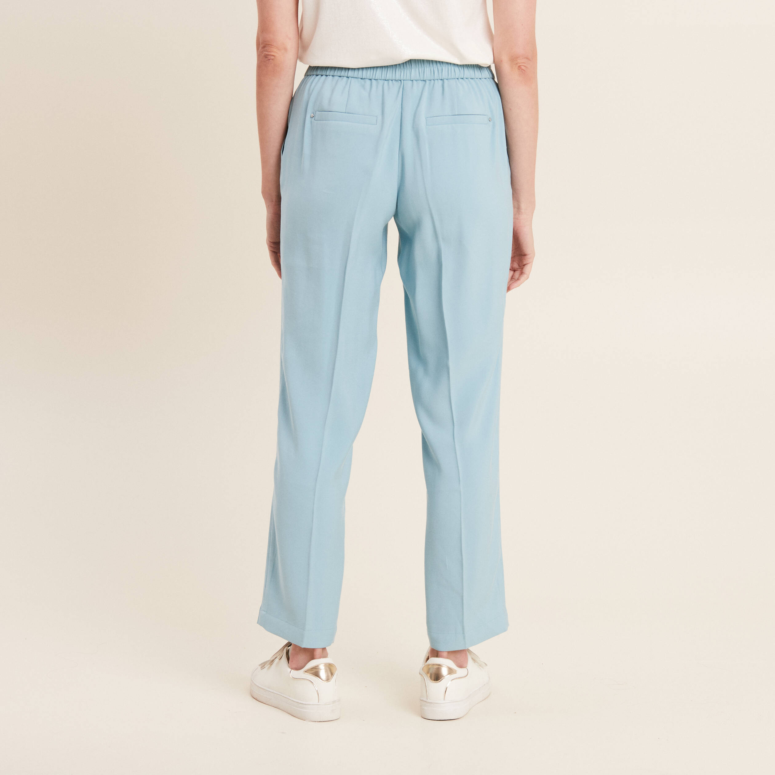Pantalon flou 7/8ème bleu gris femme