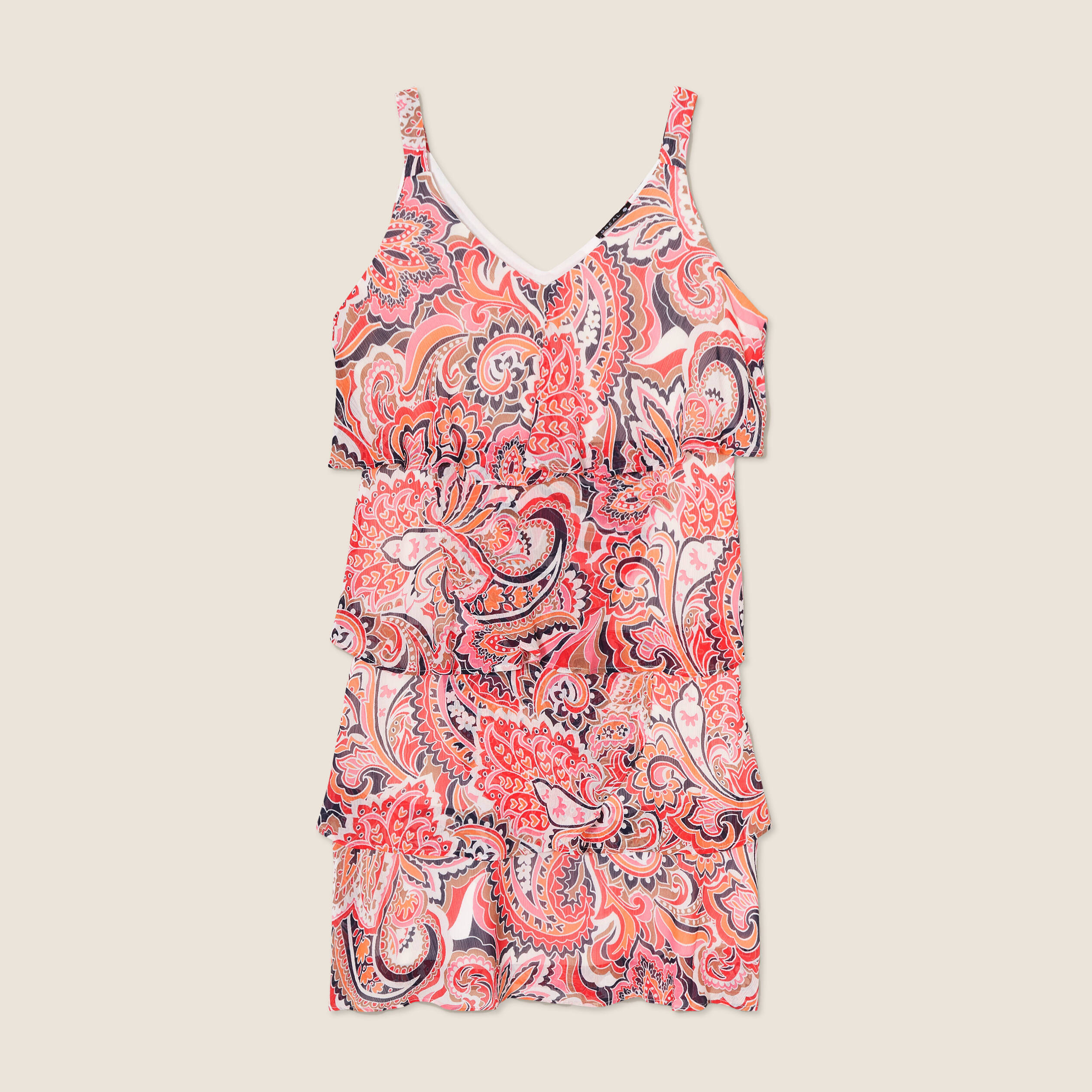Robe évasée volantée multicolore femme