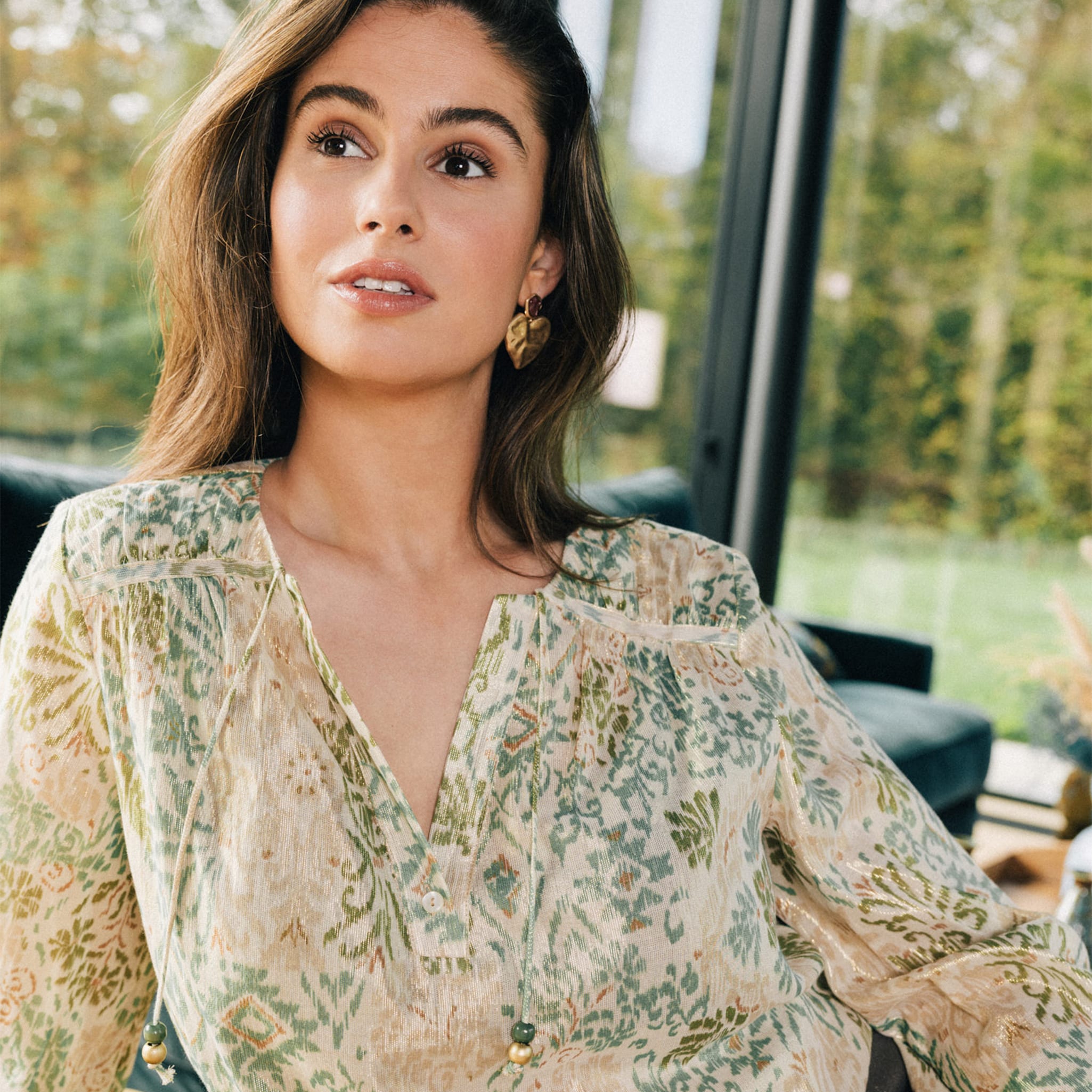 Blouse manches longues vert clair femme