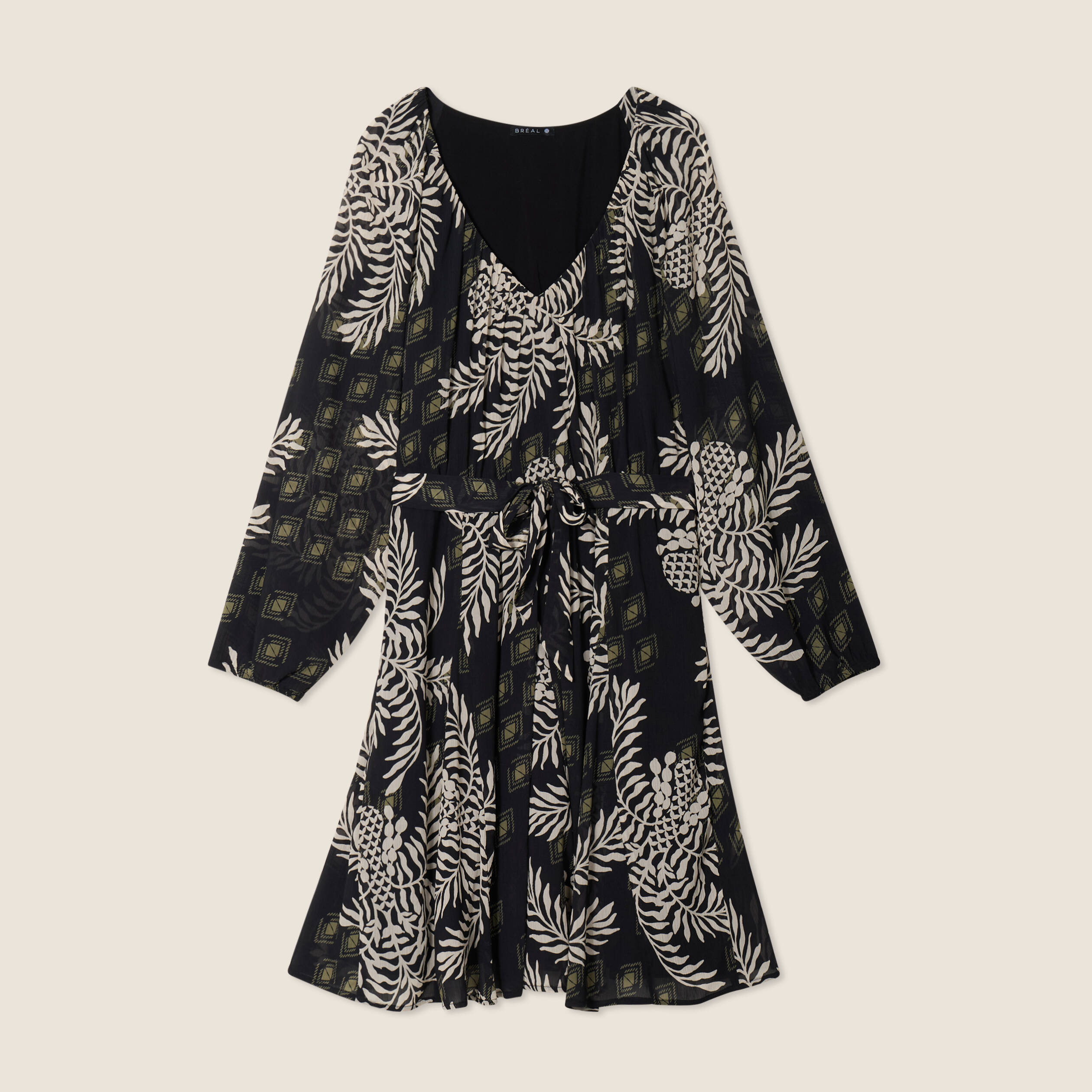 Robe &eacute;vas&eacute;e manches 3/4 noir femme