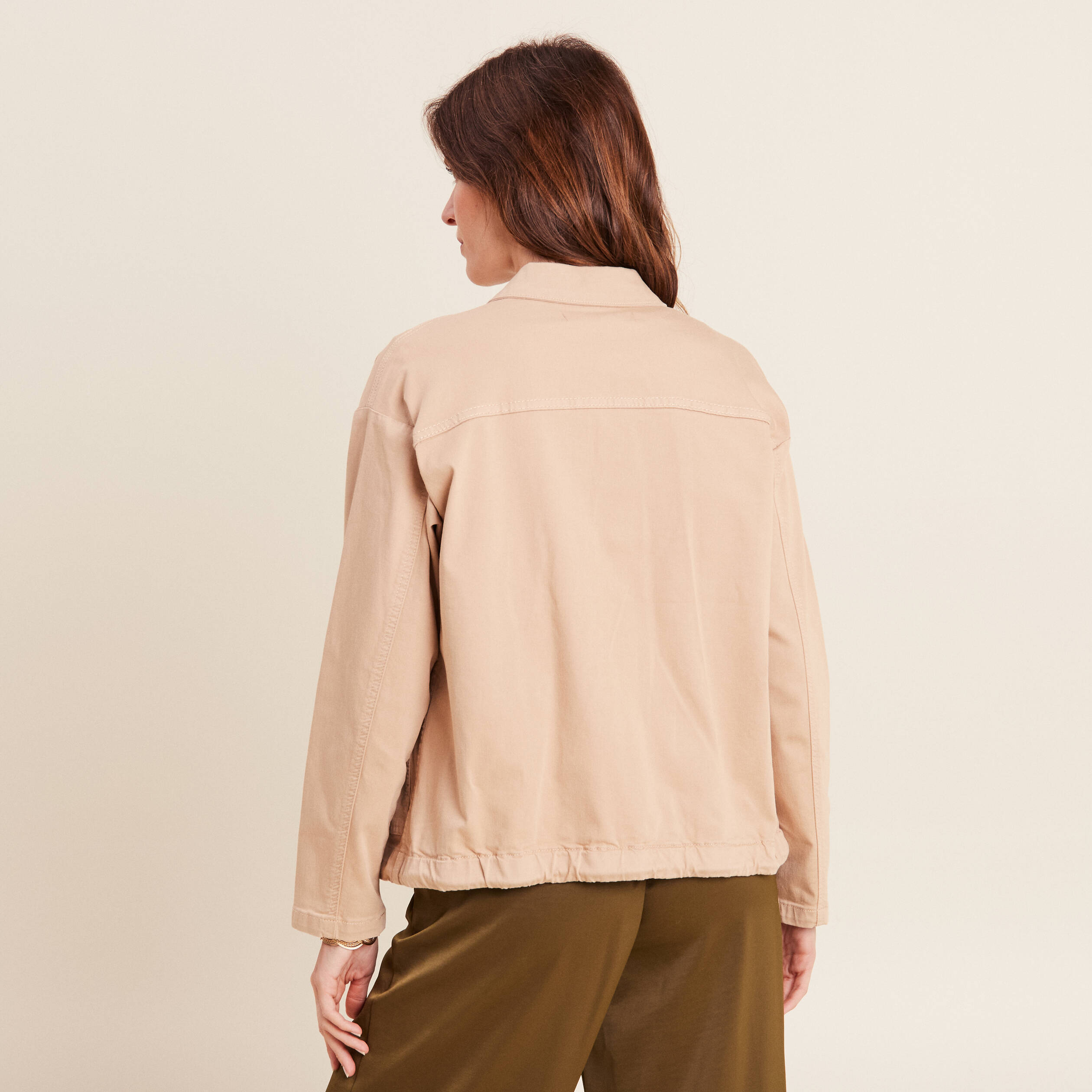 Blouson droit boutonné sable femme