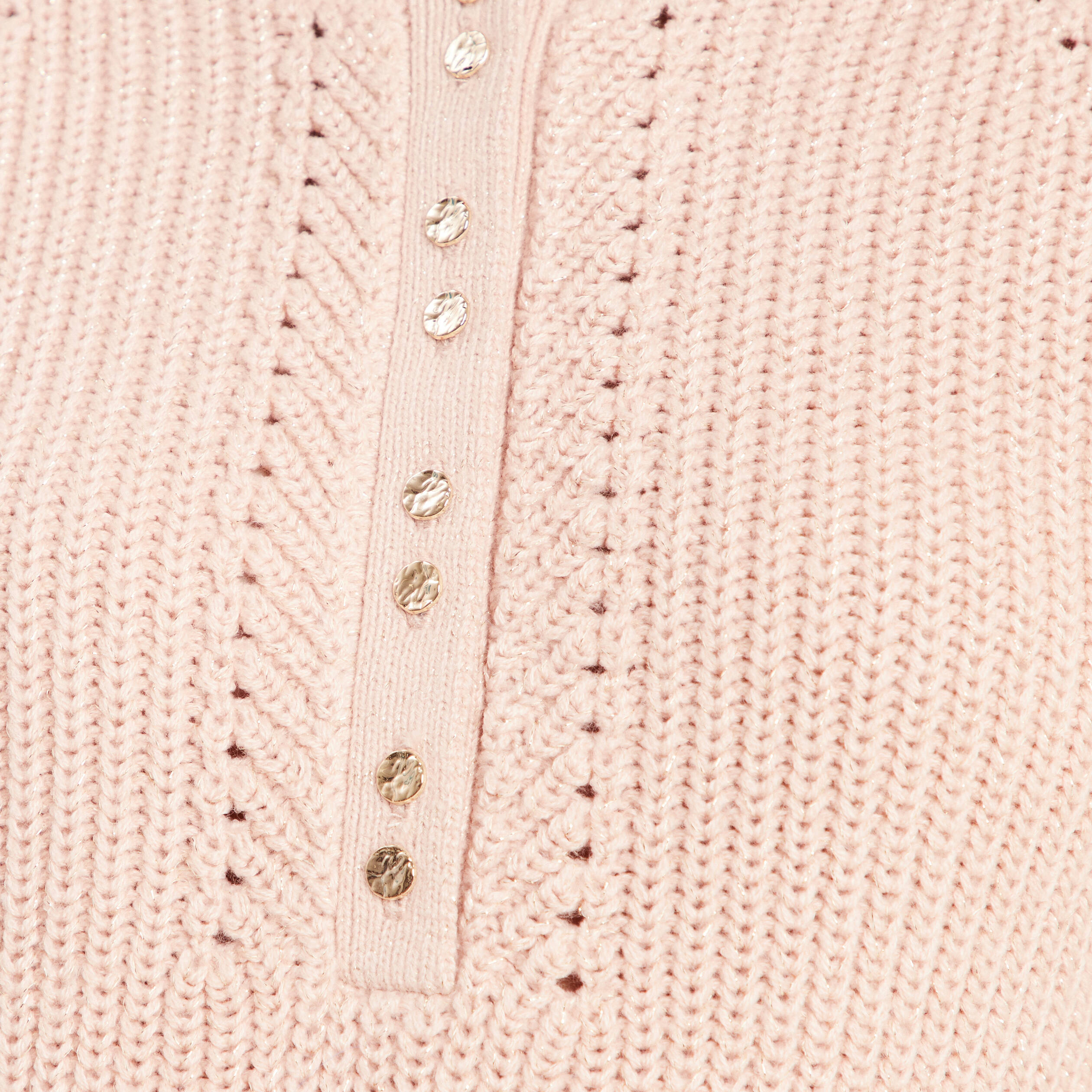 Pull col tunisien manches longues vieux rose femme