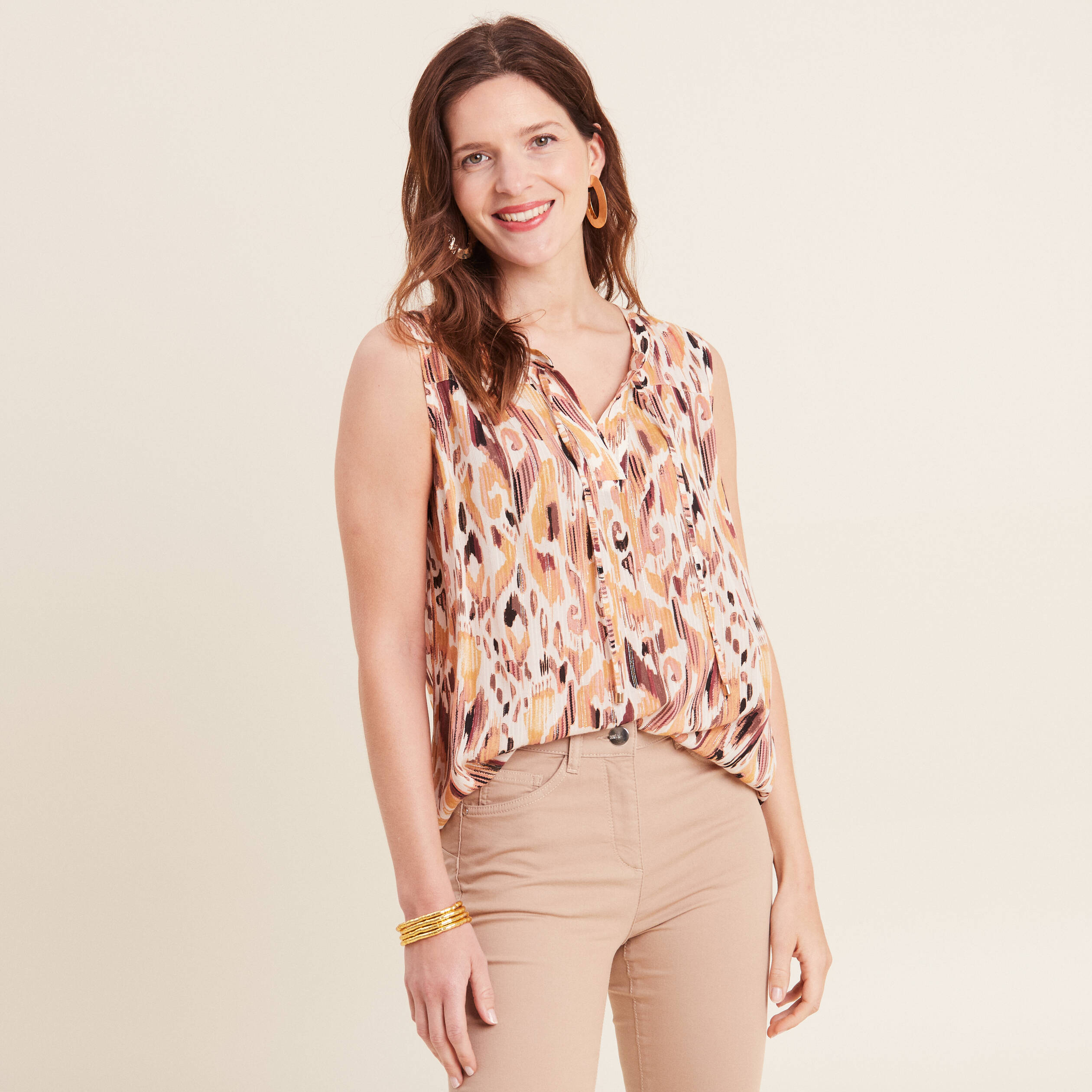 Blouse sans manches blanc femme