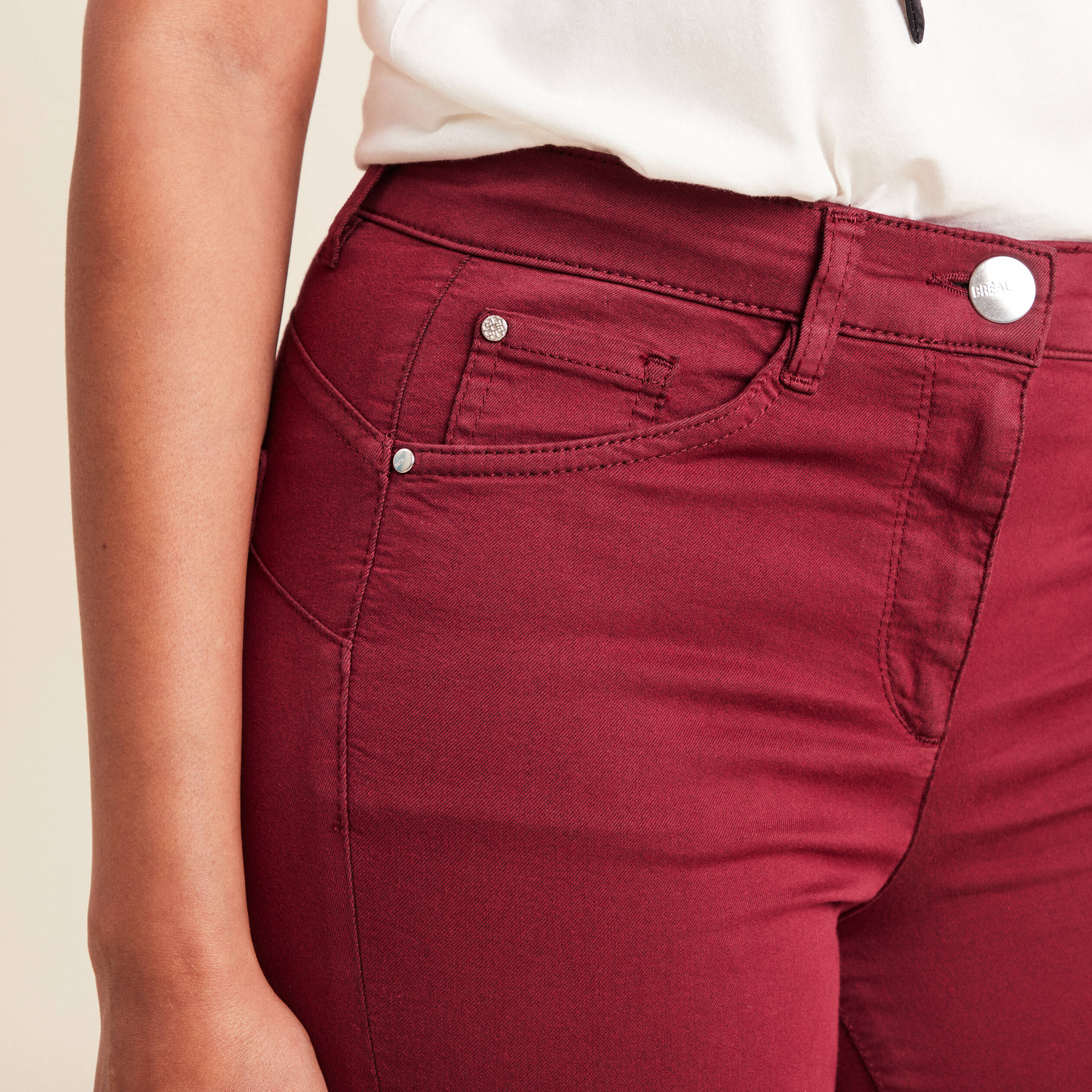 Pantalon Rouge Femme Coupe Droite - Marque Un Jour Ailleurs T42/44 - Occasion En Excellent état