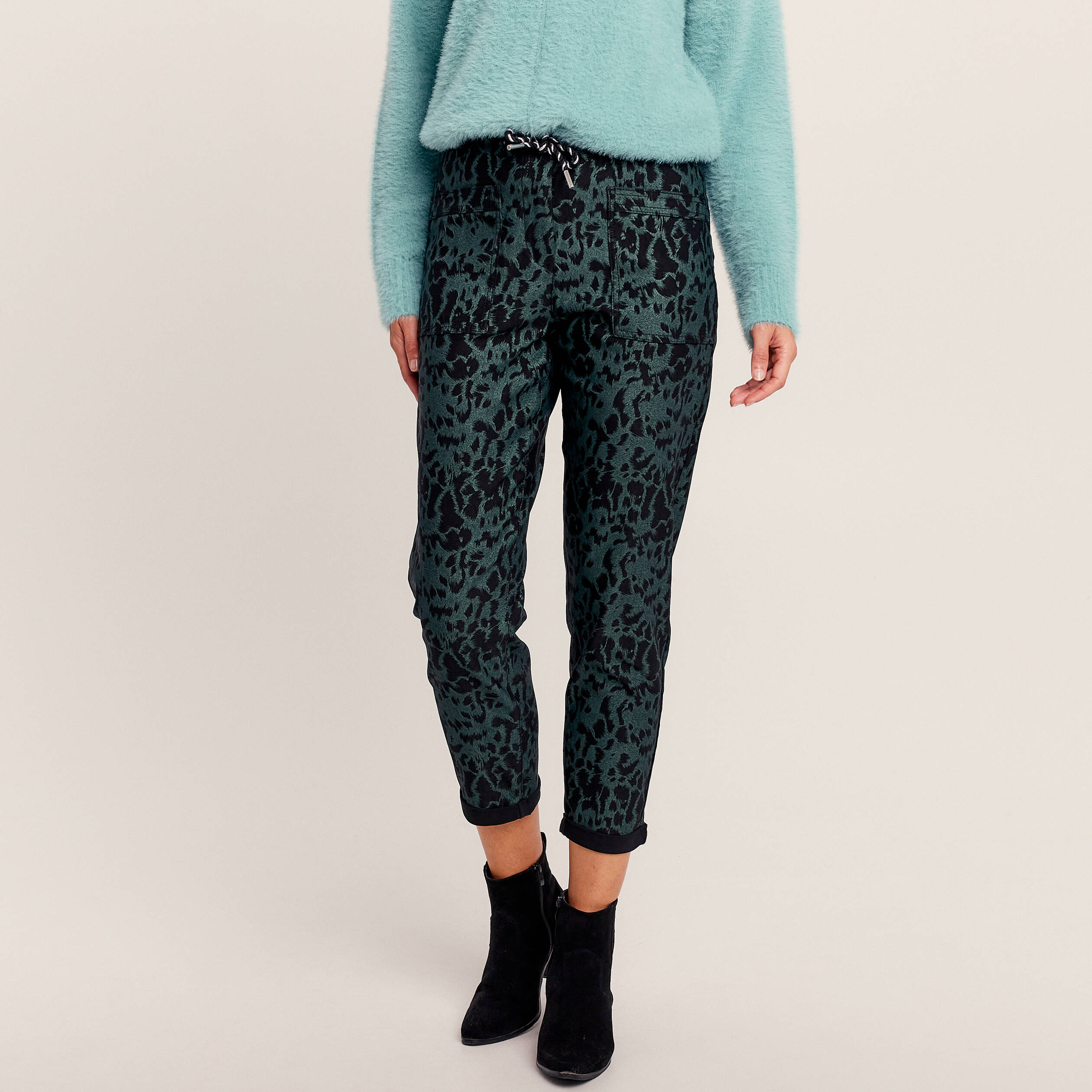 Pantalon décontracté vert kaki femme