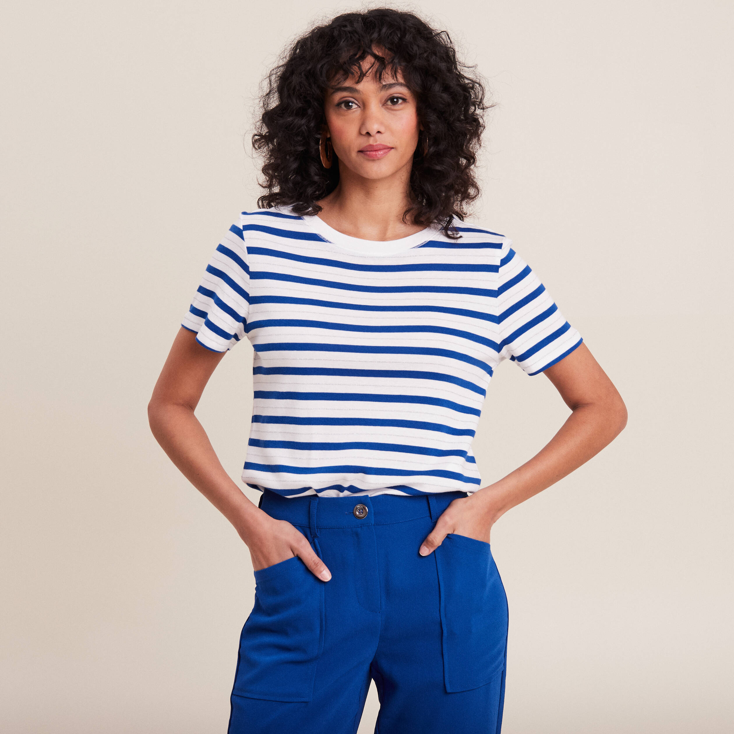 T-shirt manches courtes bleu femme