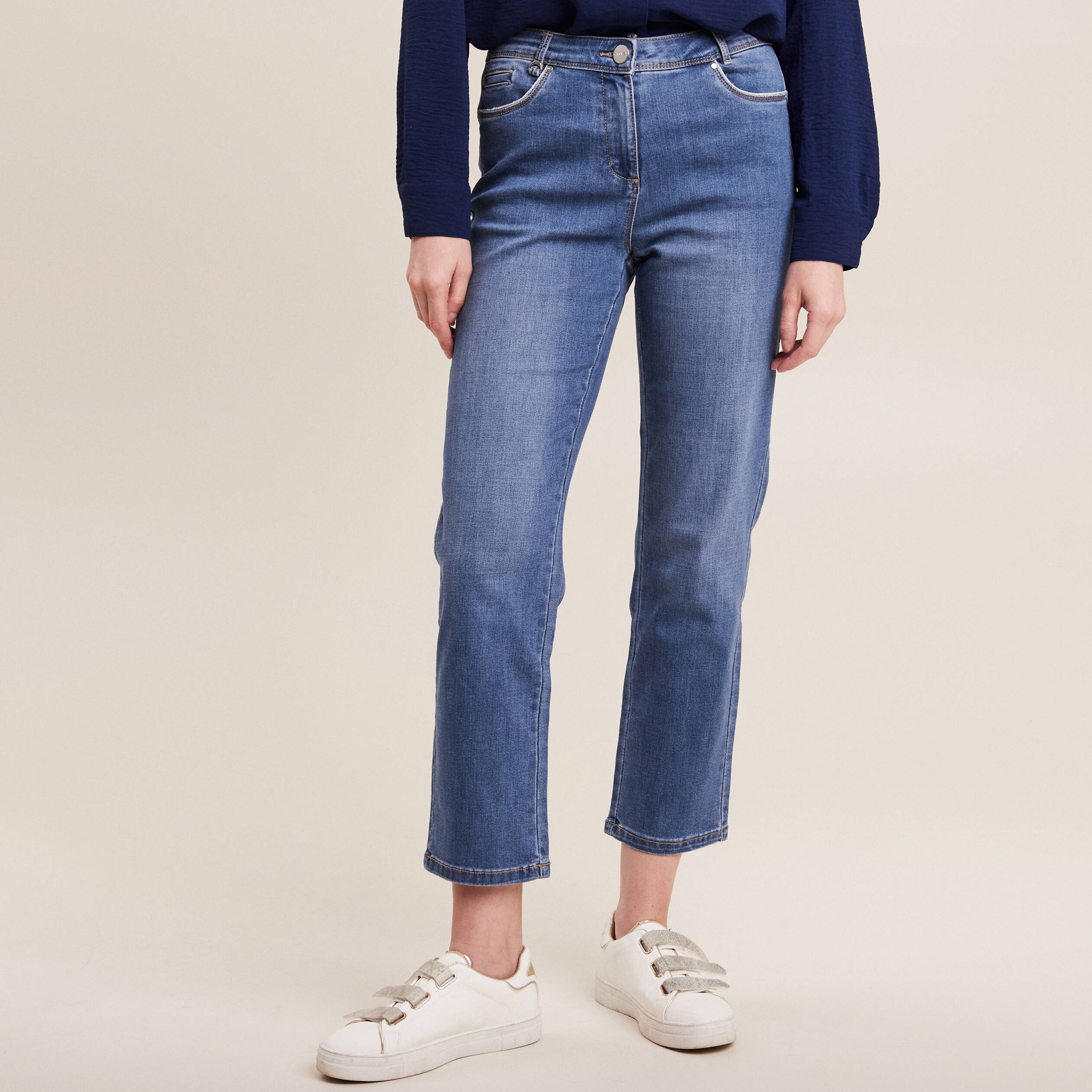Jean droit 7/8ème denim stone femme