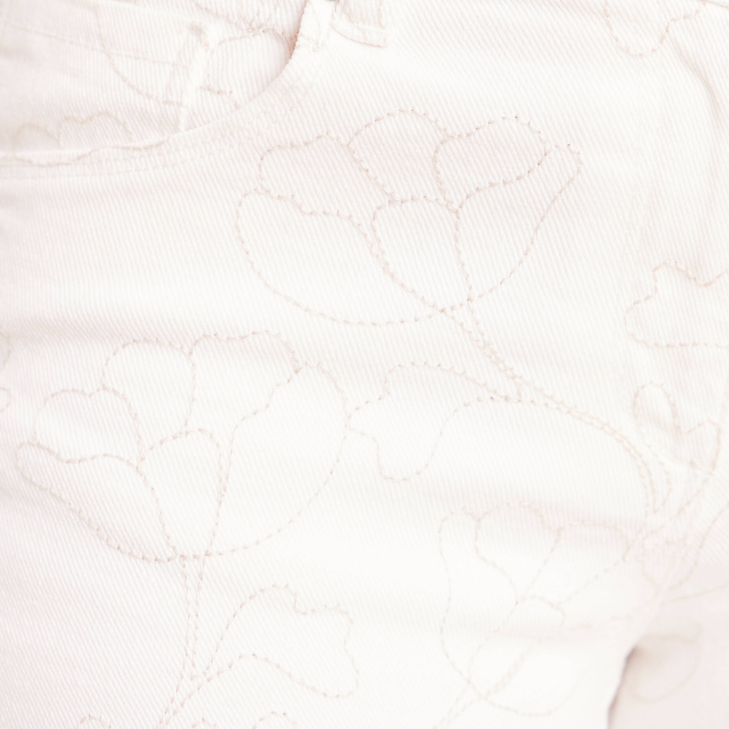 Jean coupe droite 7/8&egrave;me taille bascul&eacute;e blanc femme