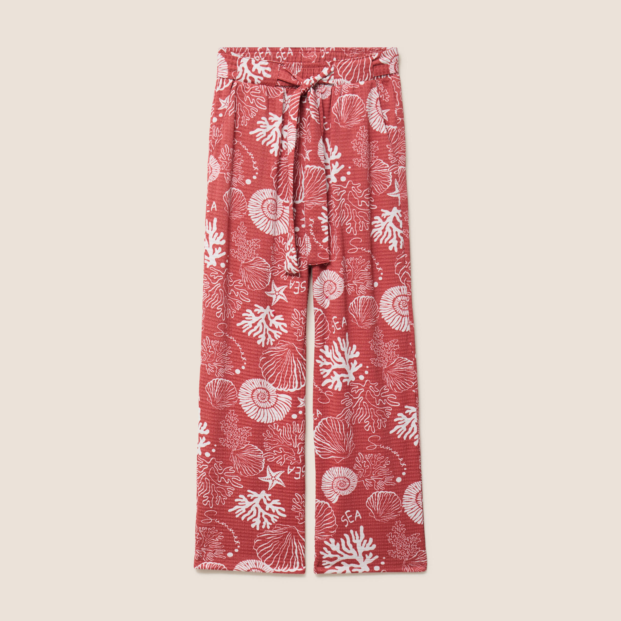 Pantalon coupe large 7/8&egrave;me taille haute orange femme