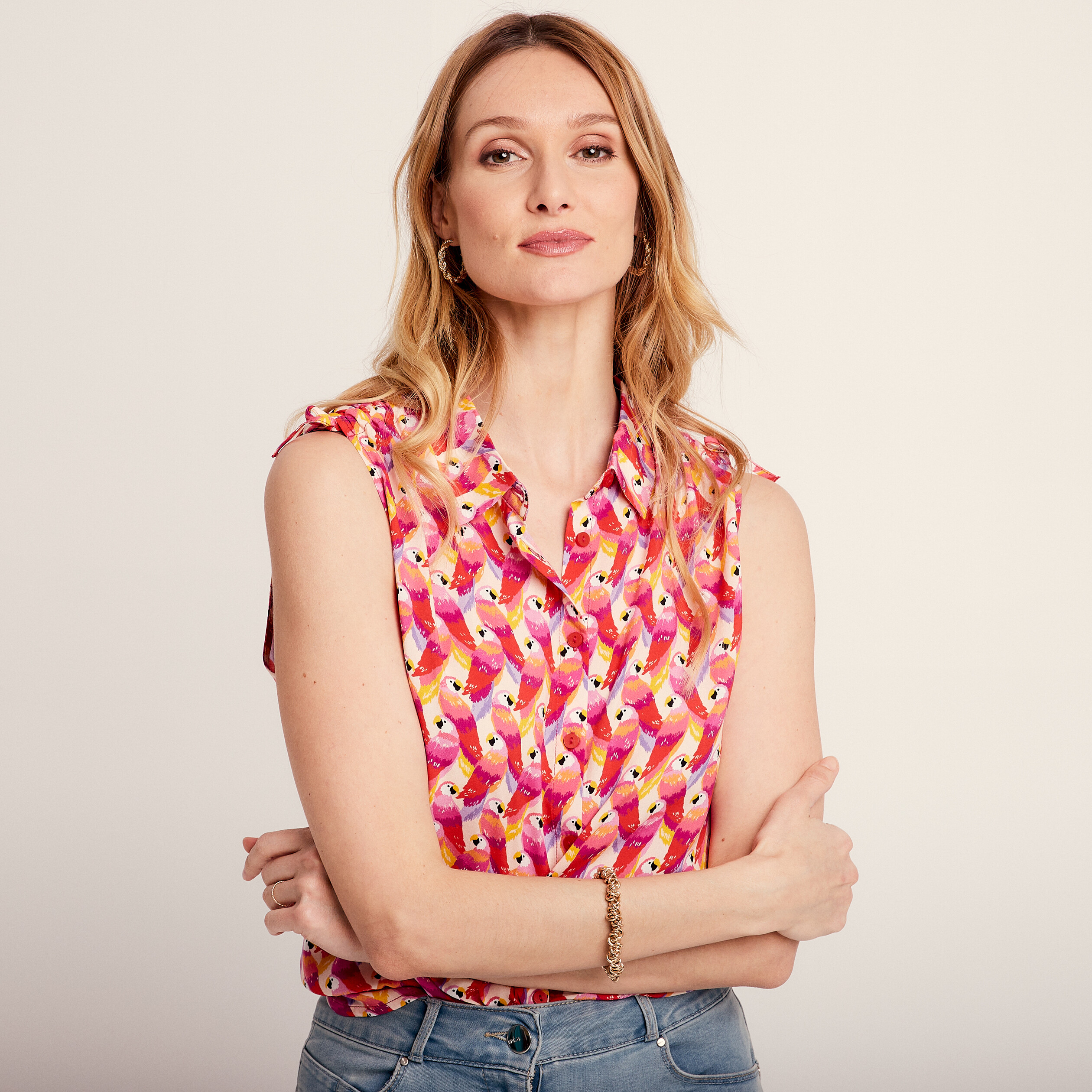 Chemise sans manches rose femme