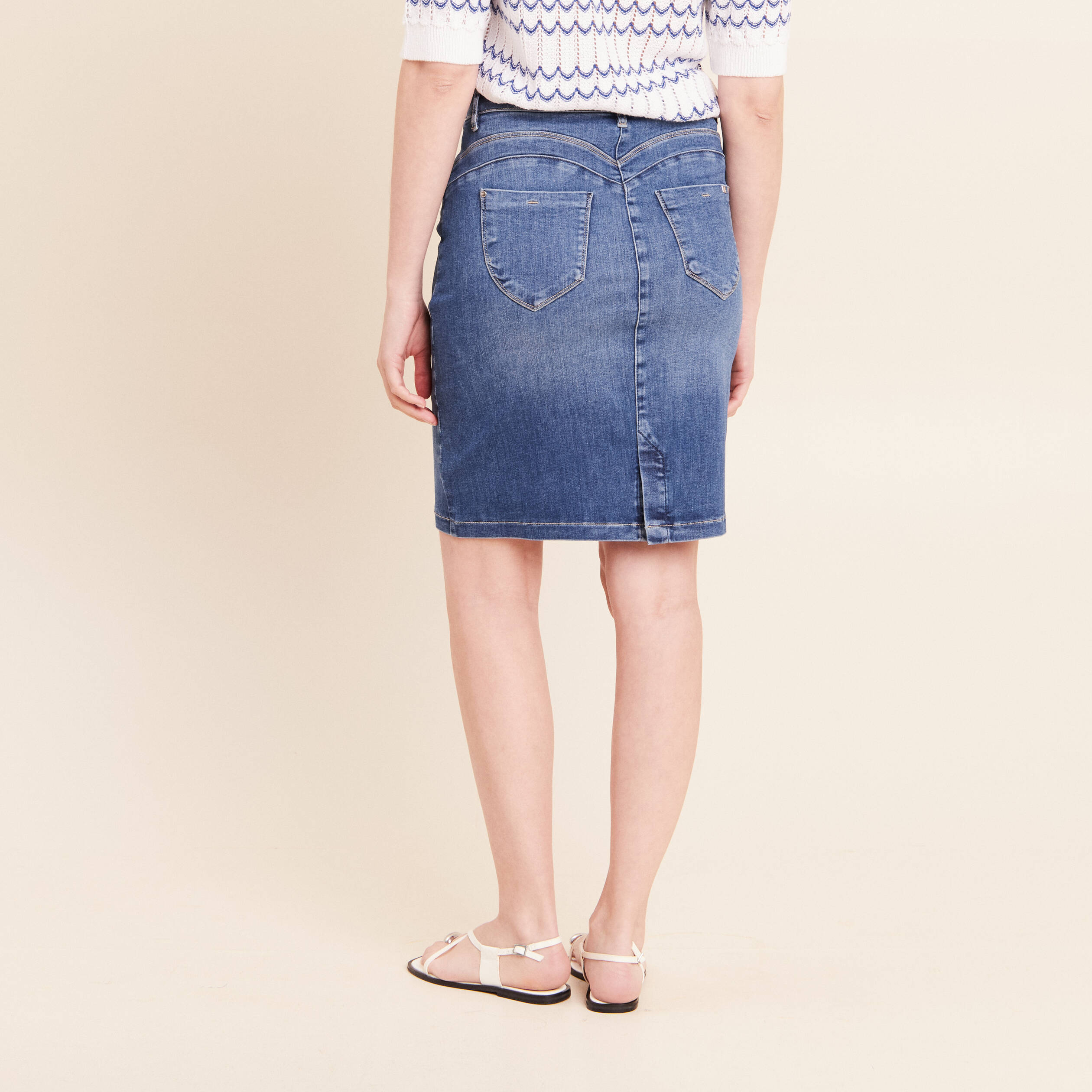 Jupe magique l'unique denim double stone femme