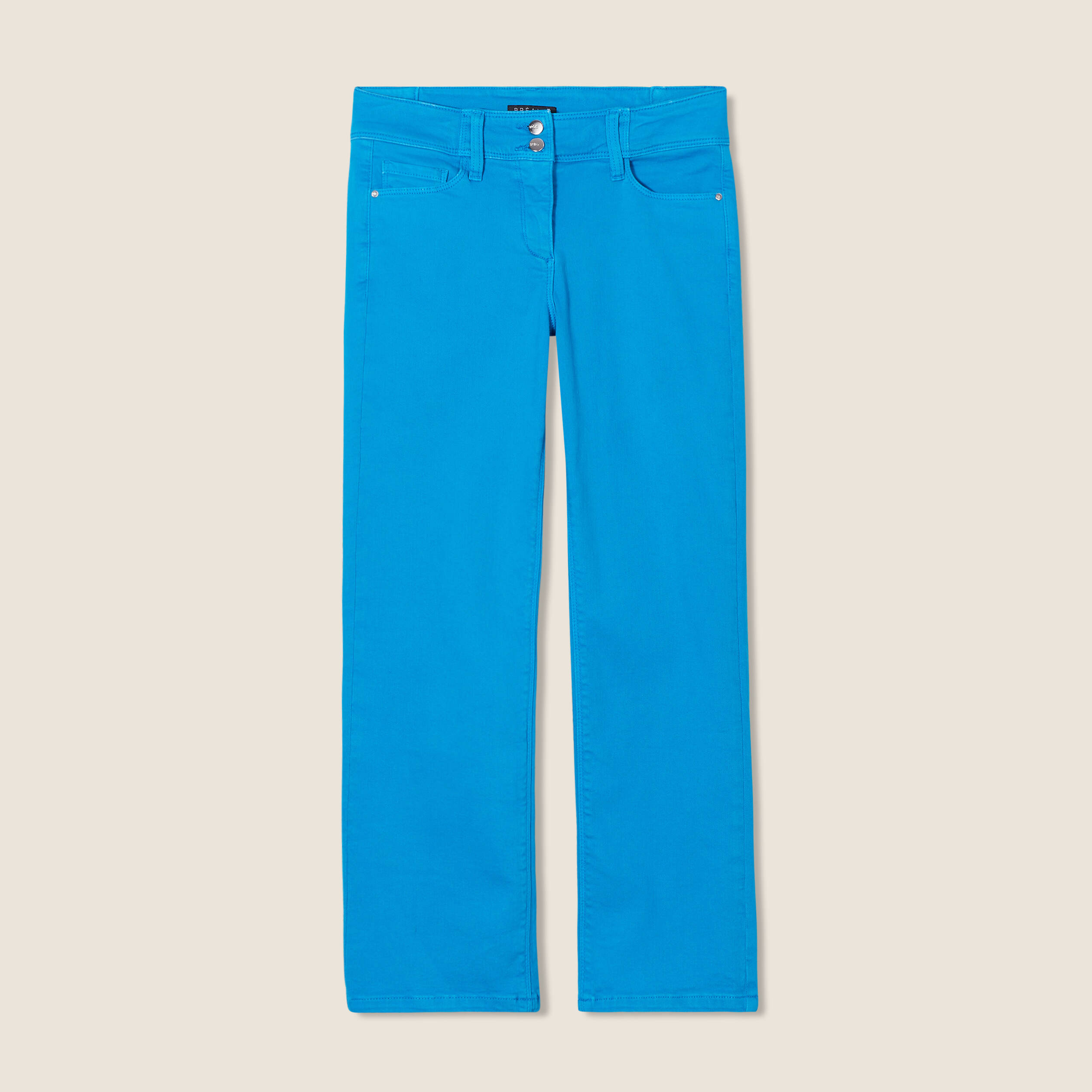 Jean droit taille basse 7/8&egrave;me bleu femme
