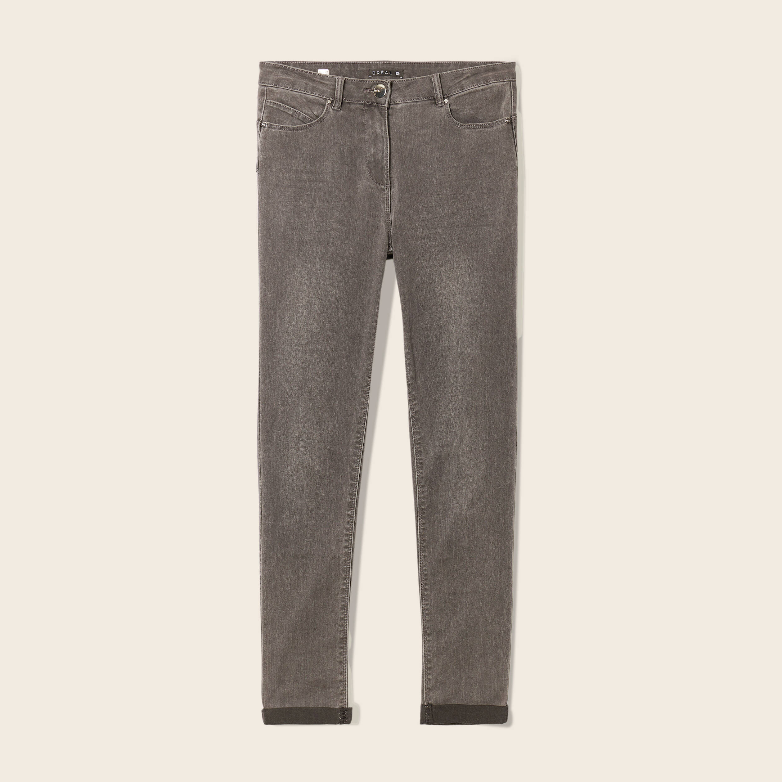 Jean ajusté taille standard 7/8ème gris femme