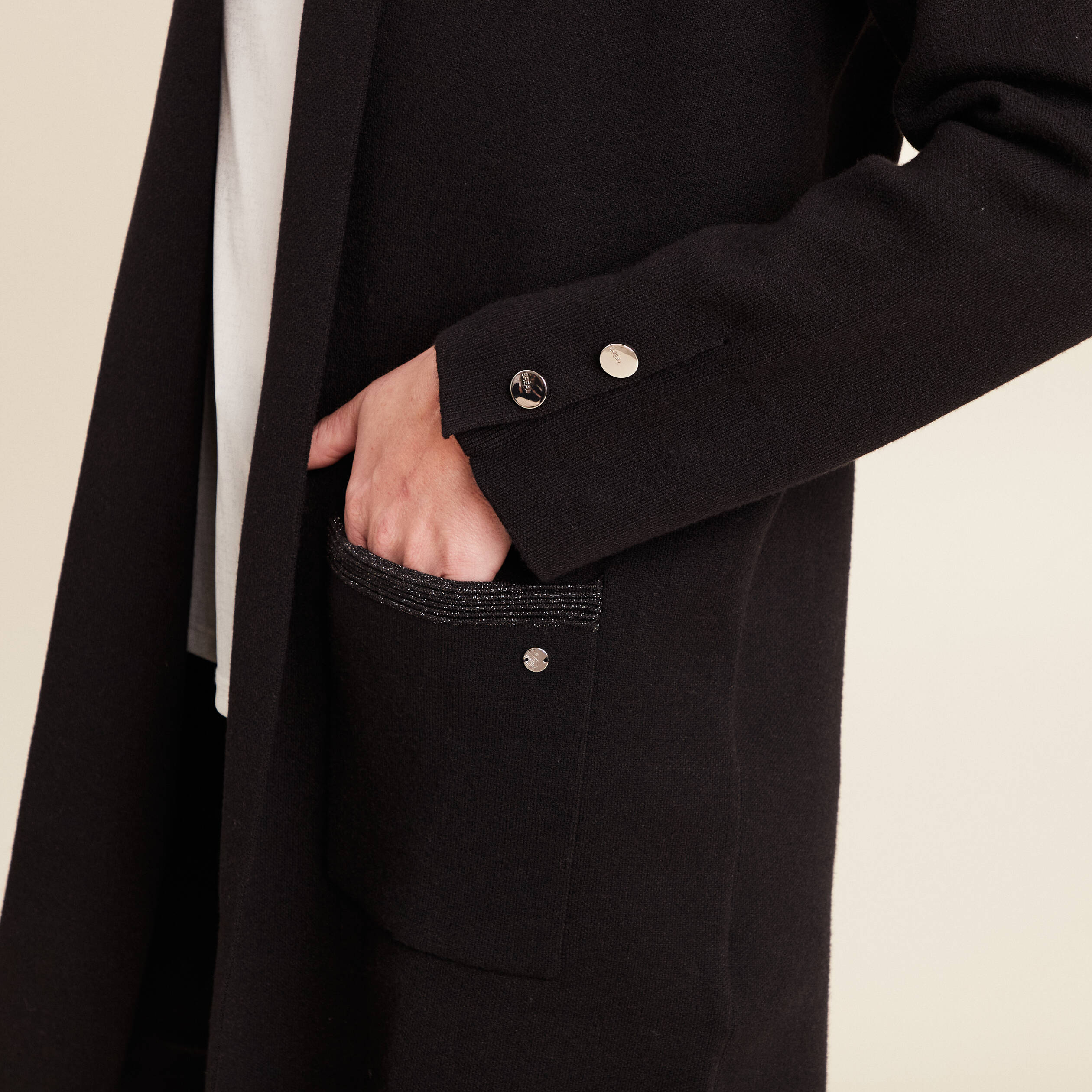 Gilet col ch&acirc;le noir femme