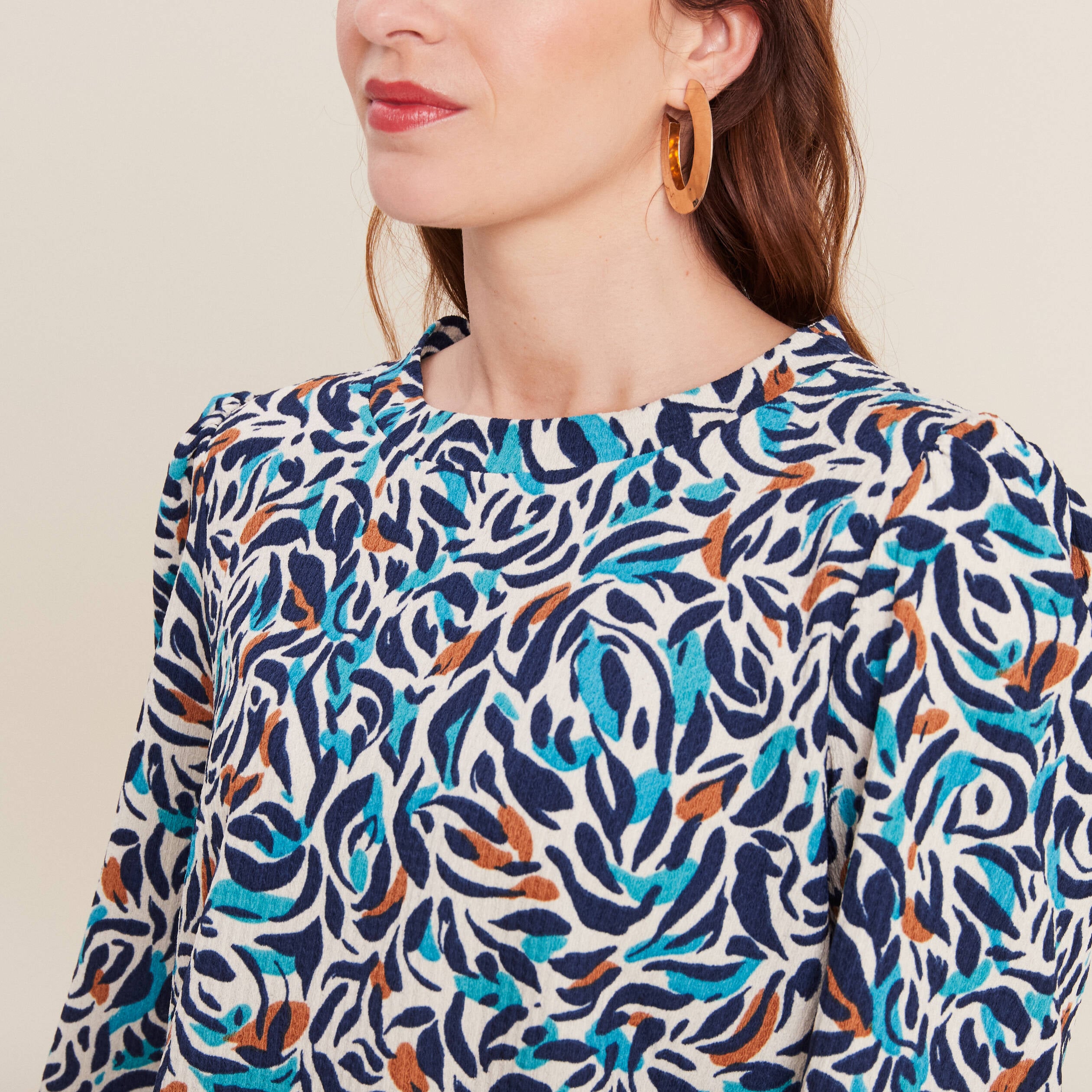 T-shirt manches 3/4 bleu canard femme