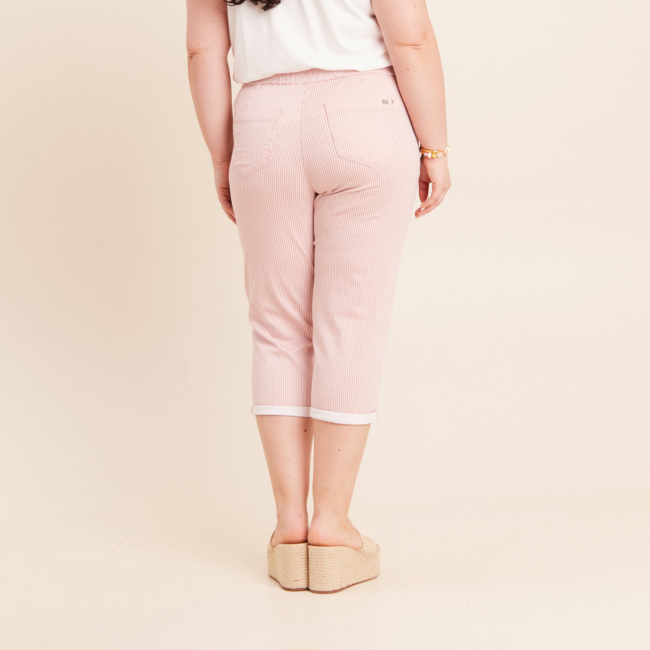 Pantacourt coupe mom large rose femme