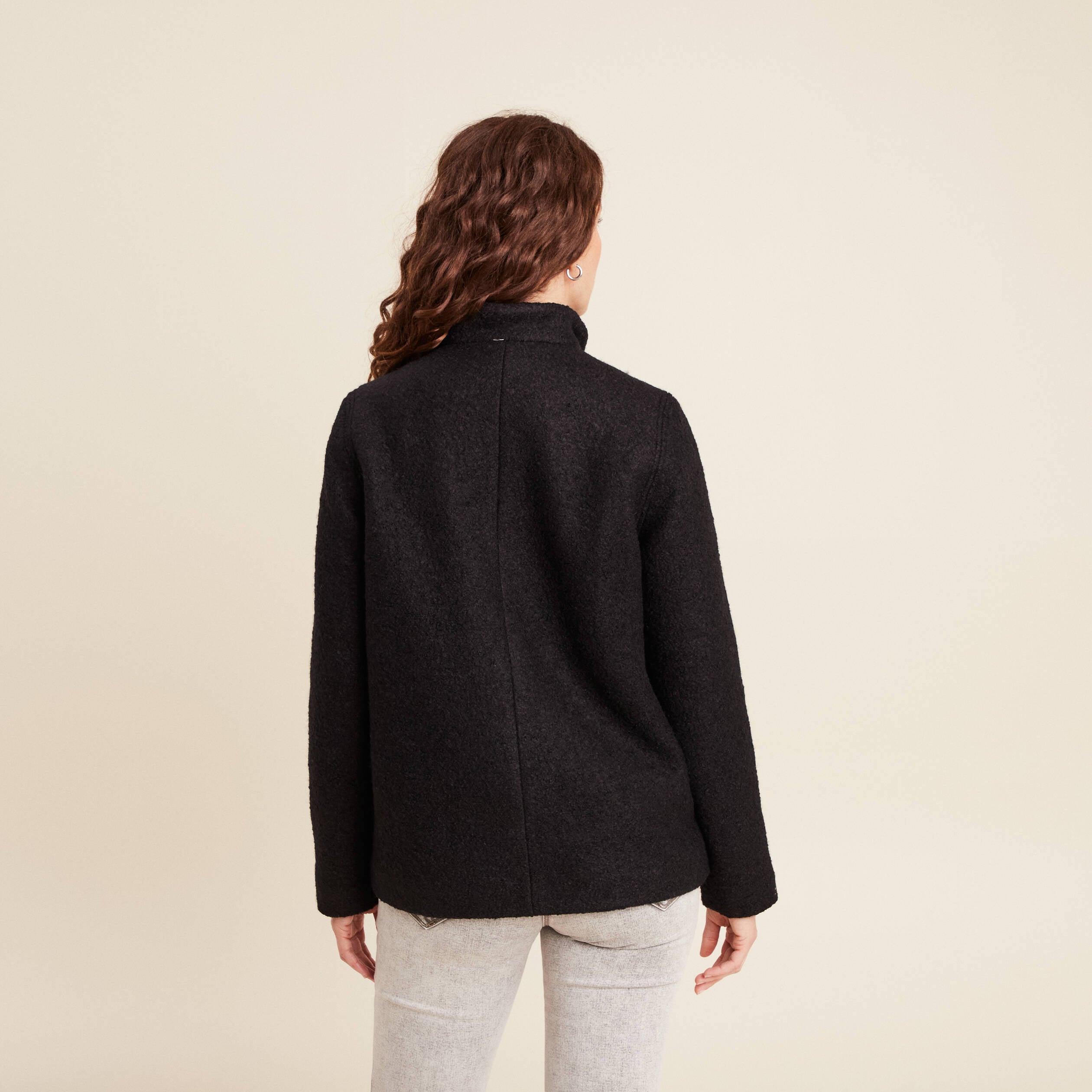 Manteau doubl&eacute; avec laine noir femme