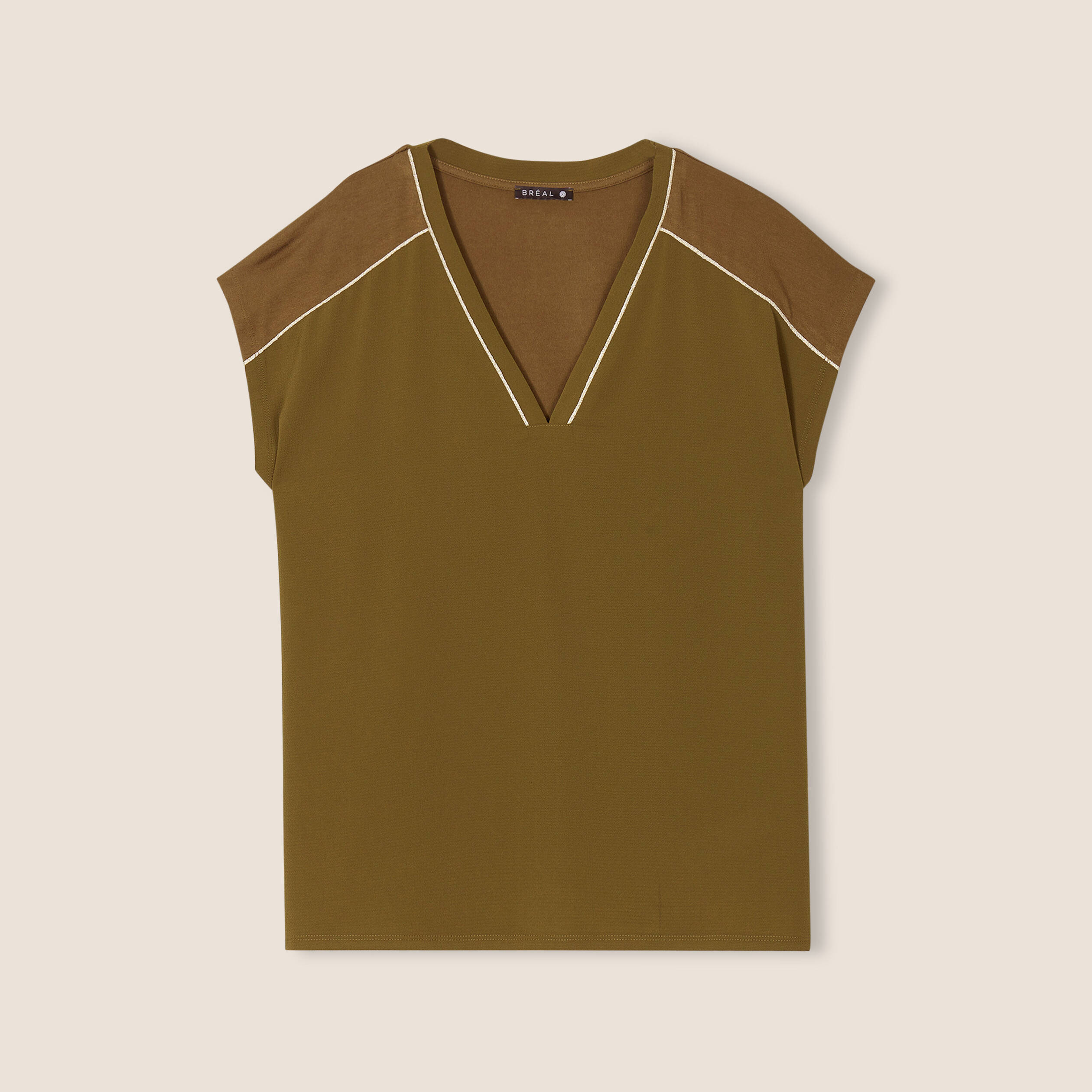 T-shirt manches courtes vert olive femme