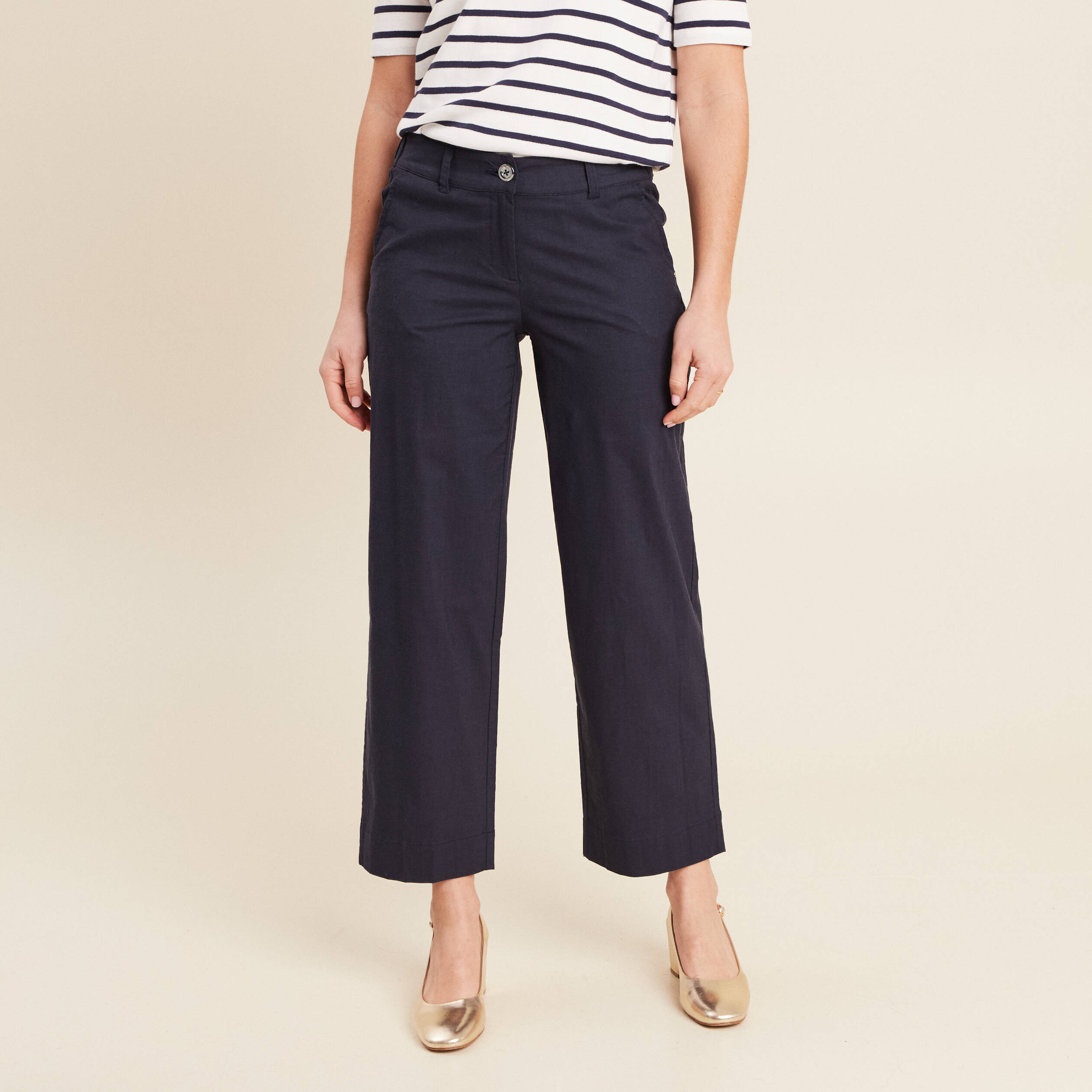 Pantalon large 7/8ème bleu foncé femme