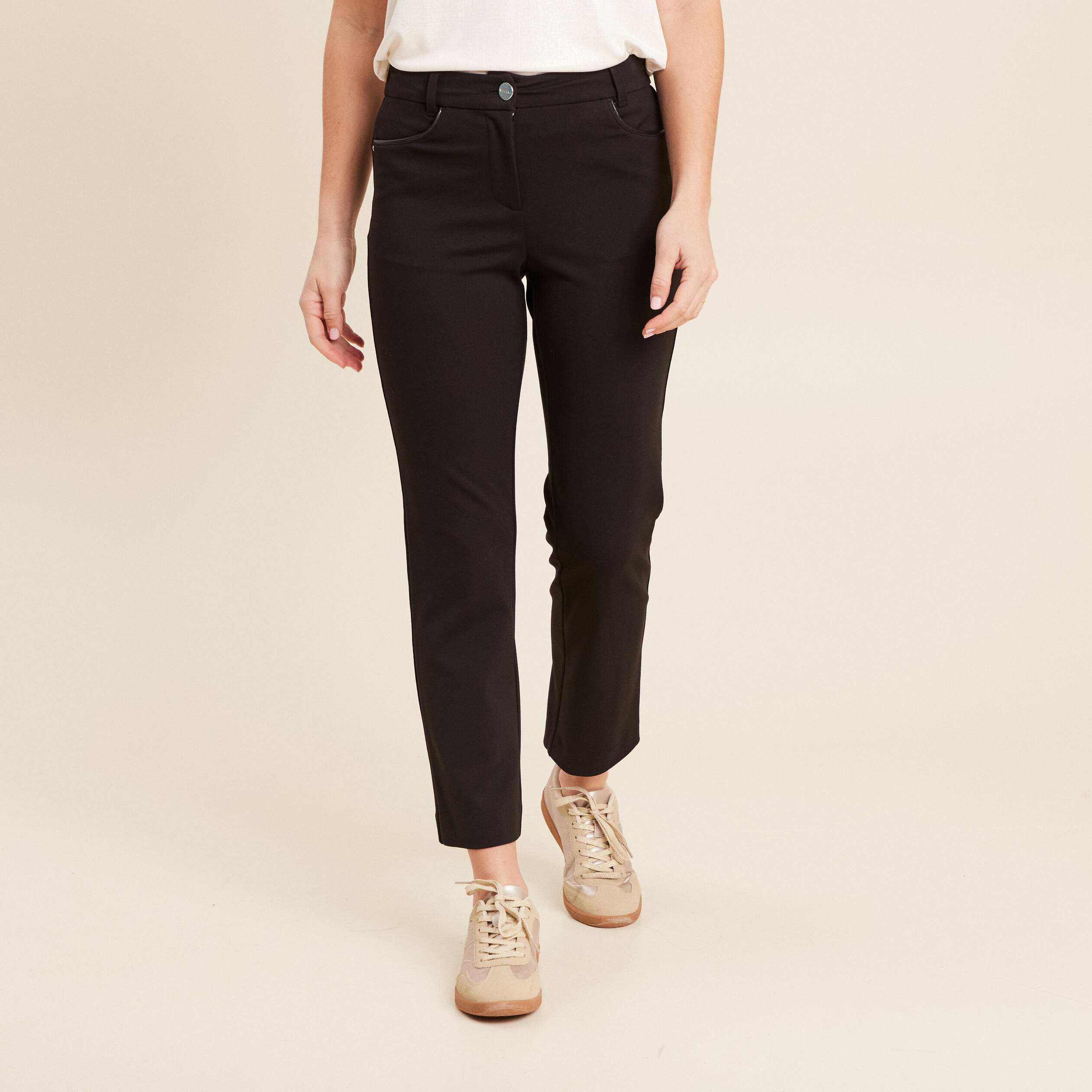 Pantalon droit noir femme