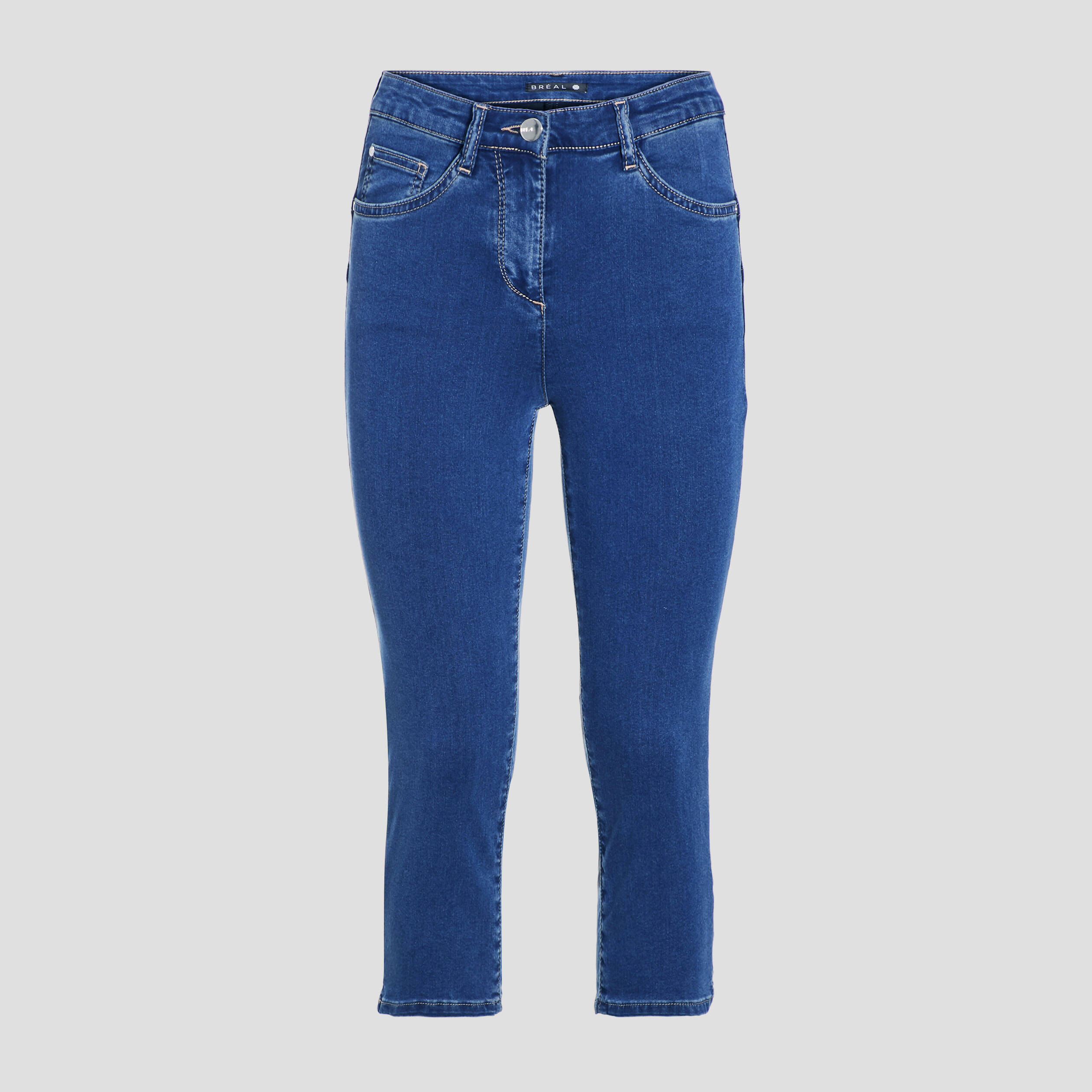Pantacourt droit taille standard denim double stone femme
