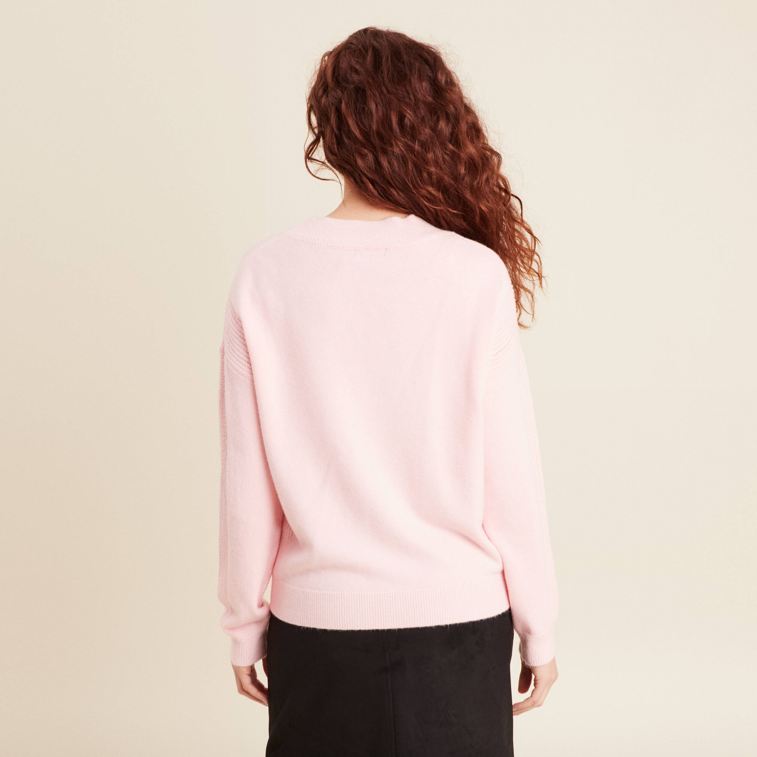 Pull manches longues rose femme