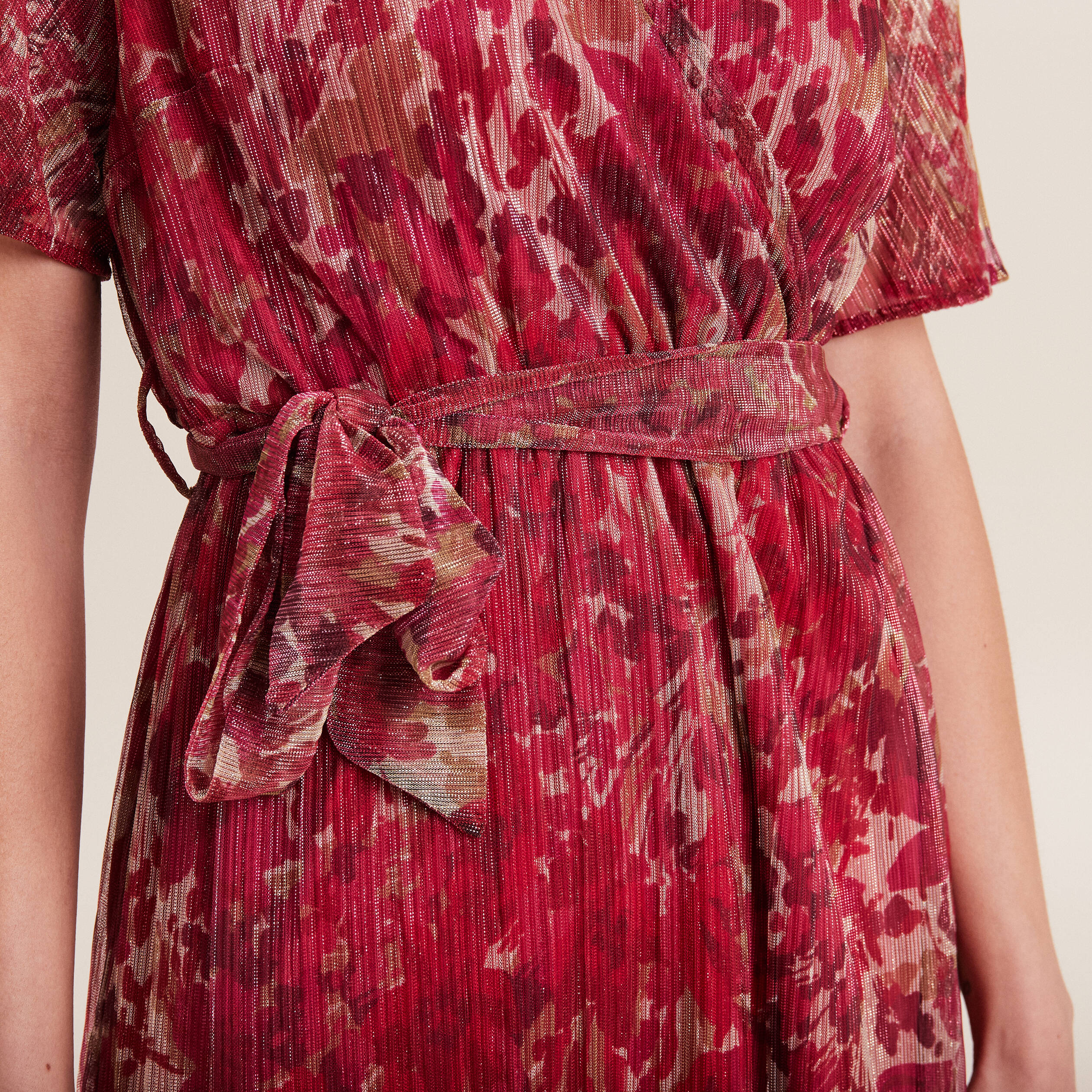 Robe longue portefeuille rose cerise femme