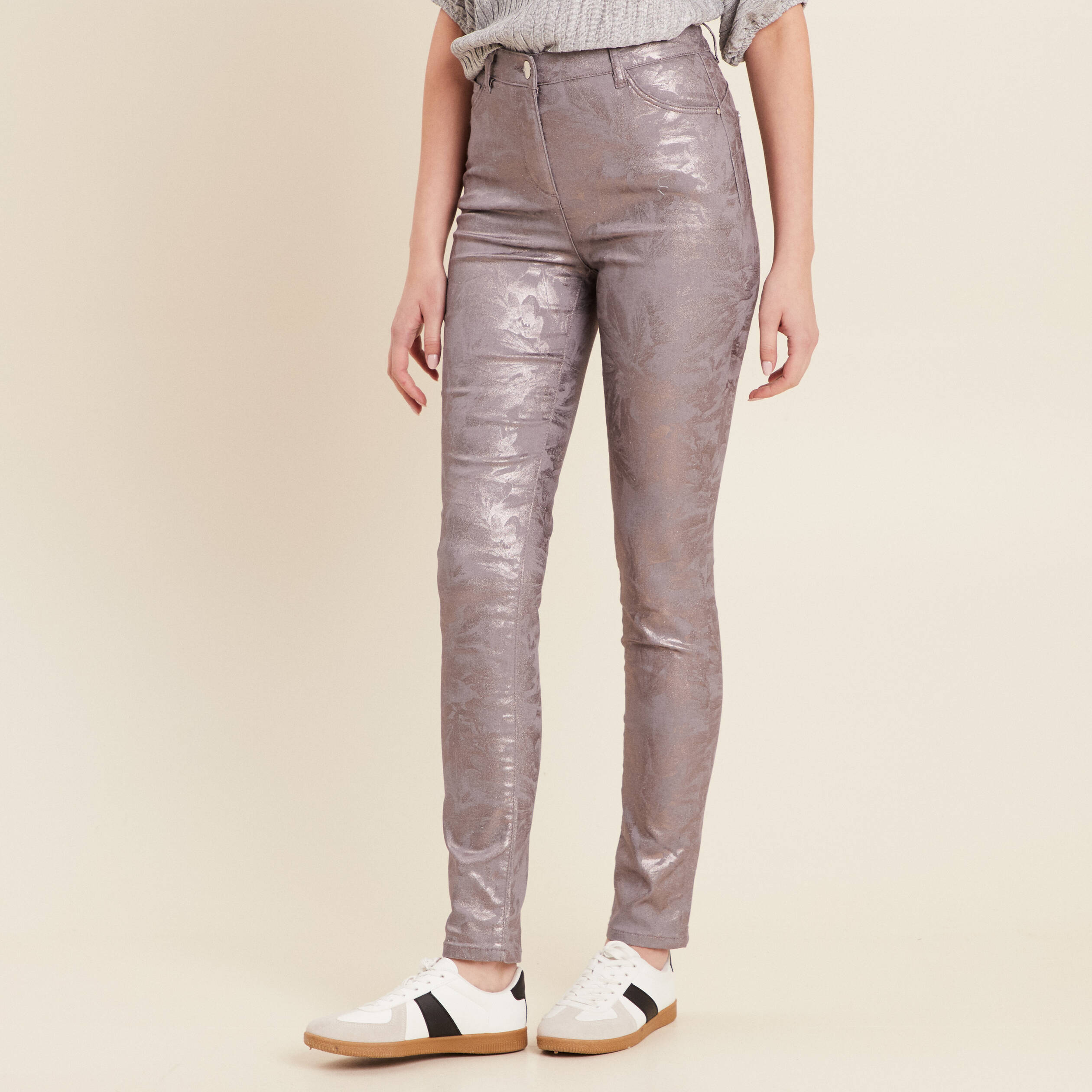 Pantalon ajusté marron femme