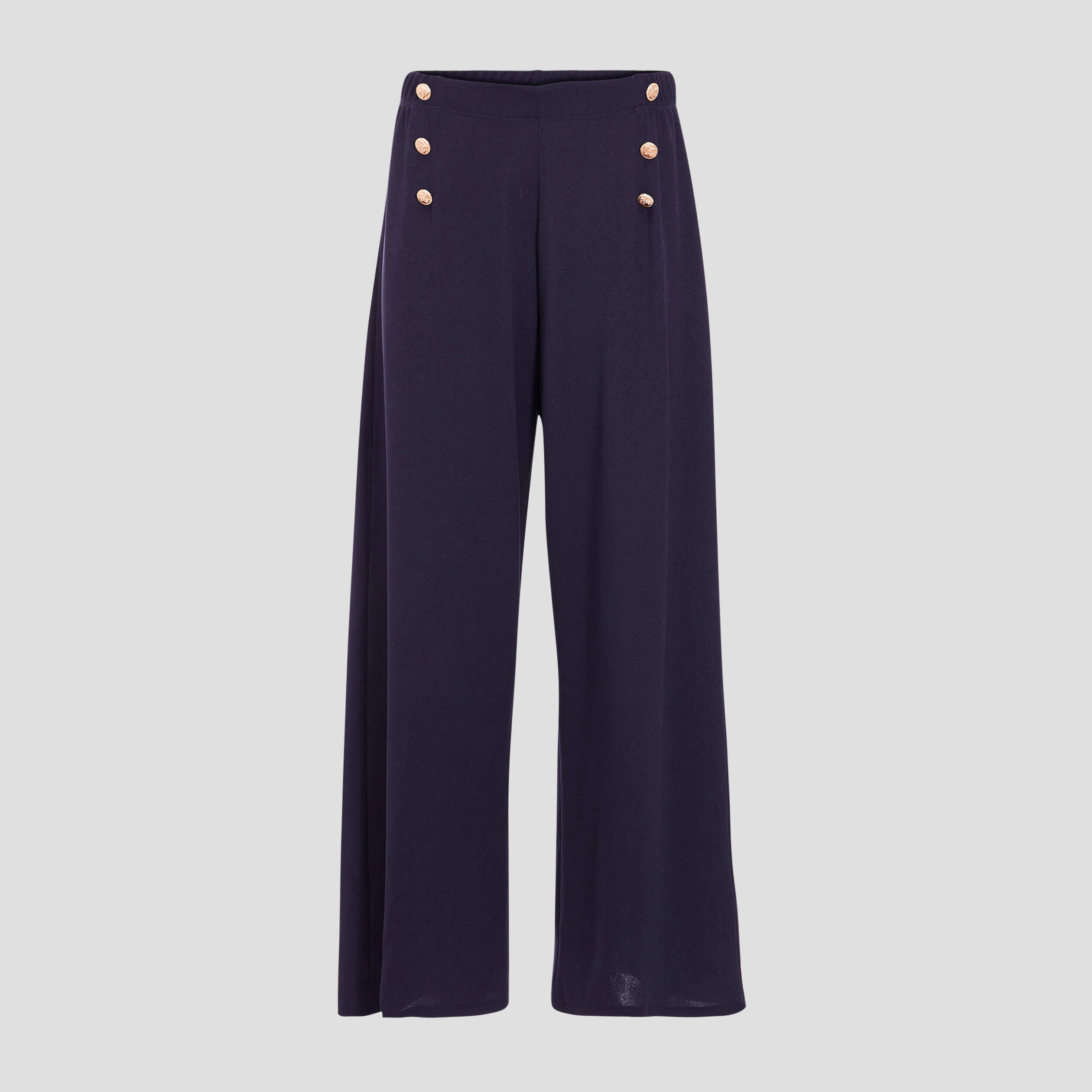 Pantalon coupe large &agrave; pont bleu fonc&eacute; femme