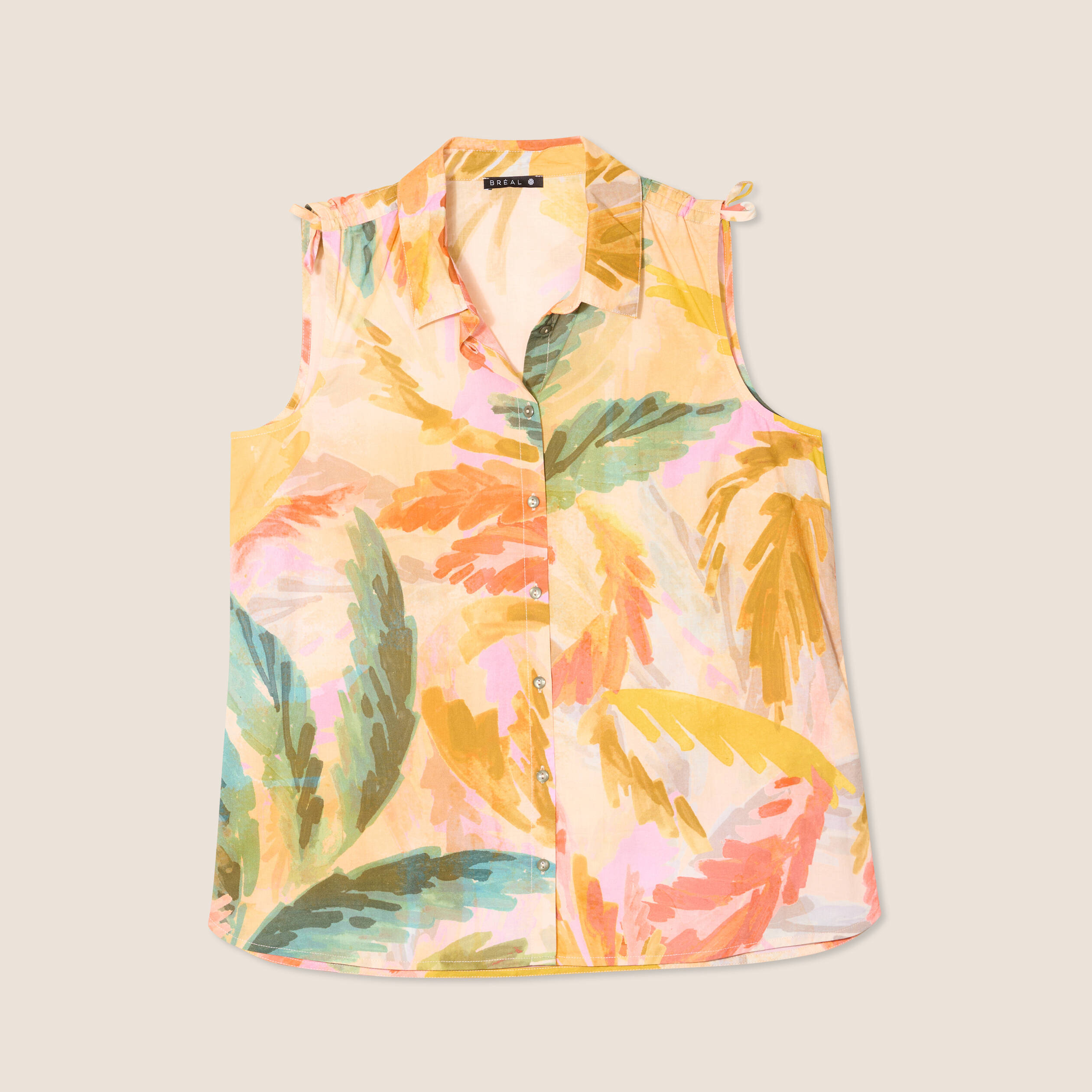 chemise sans manches en coton multicolore femme Chemise sans manches en coton multicolore femme