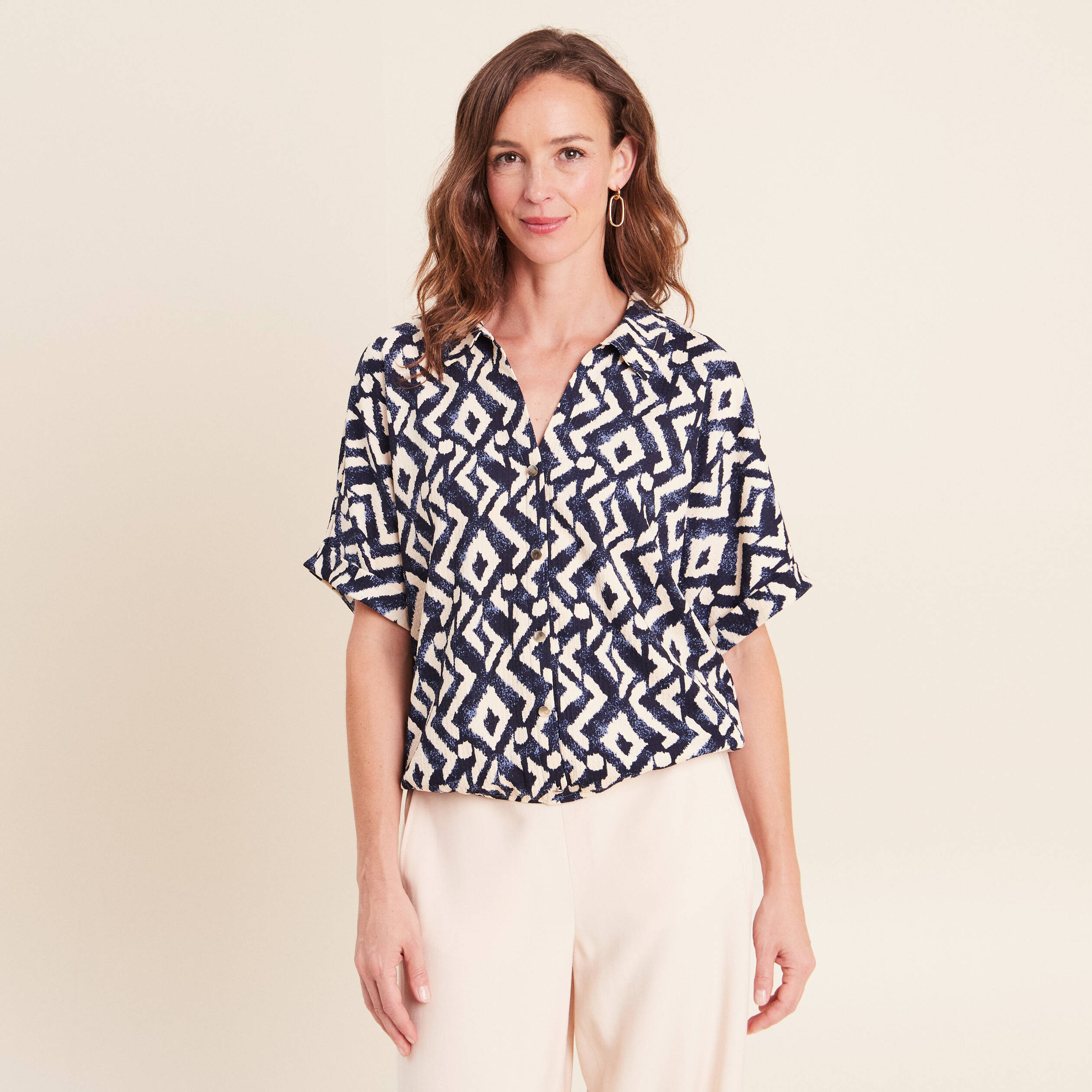 Chemisette manches courtes bleu femme