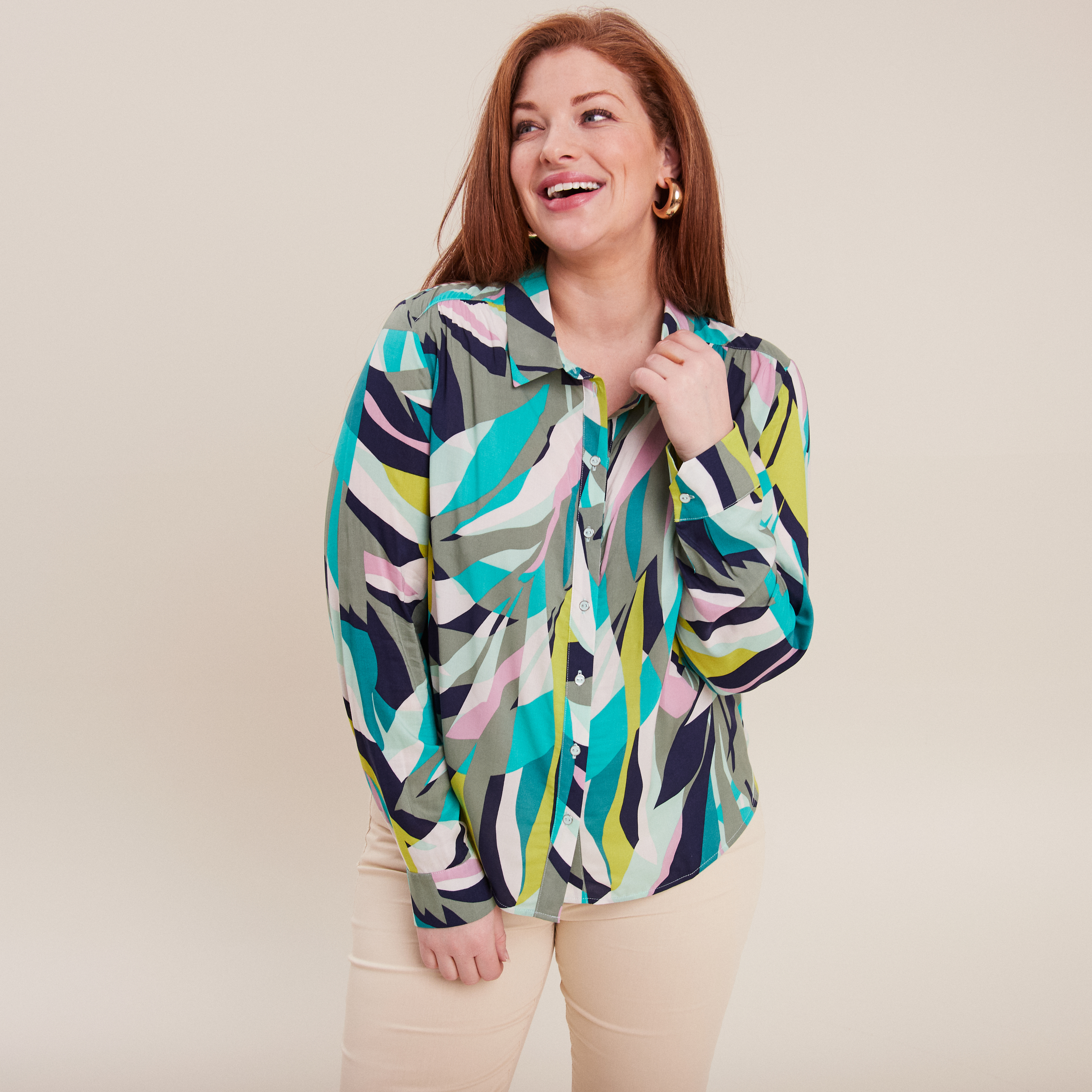 Chemise manches longues vert femme
